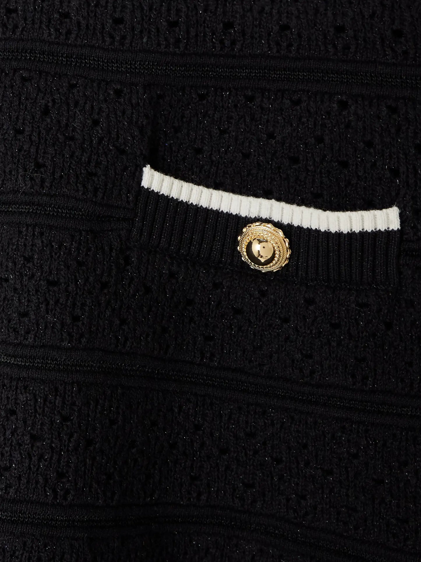 Button-embellished Metallic Cotton-blend Pointelle-knit Mini Skirt