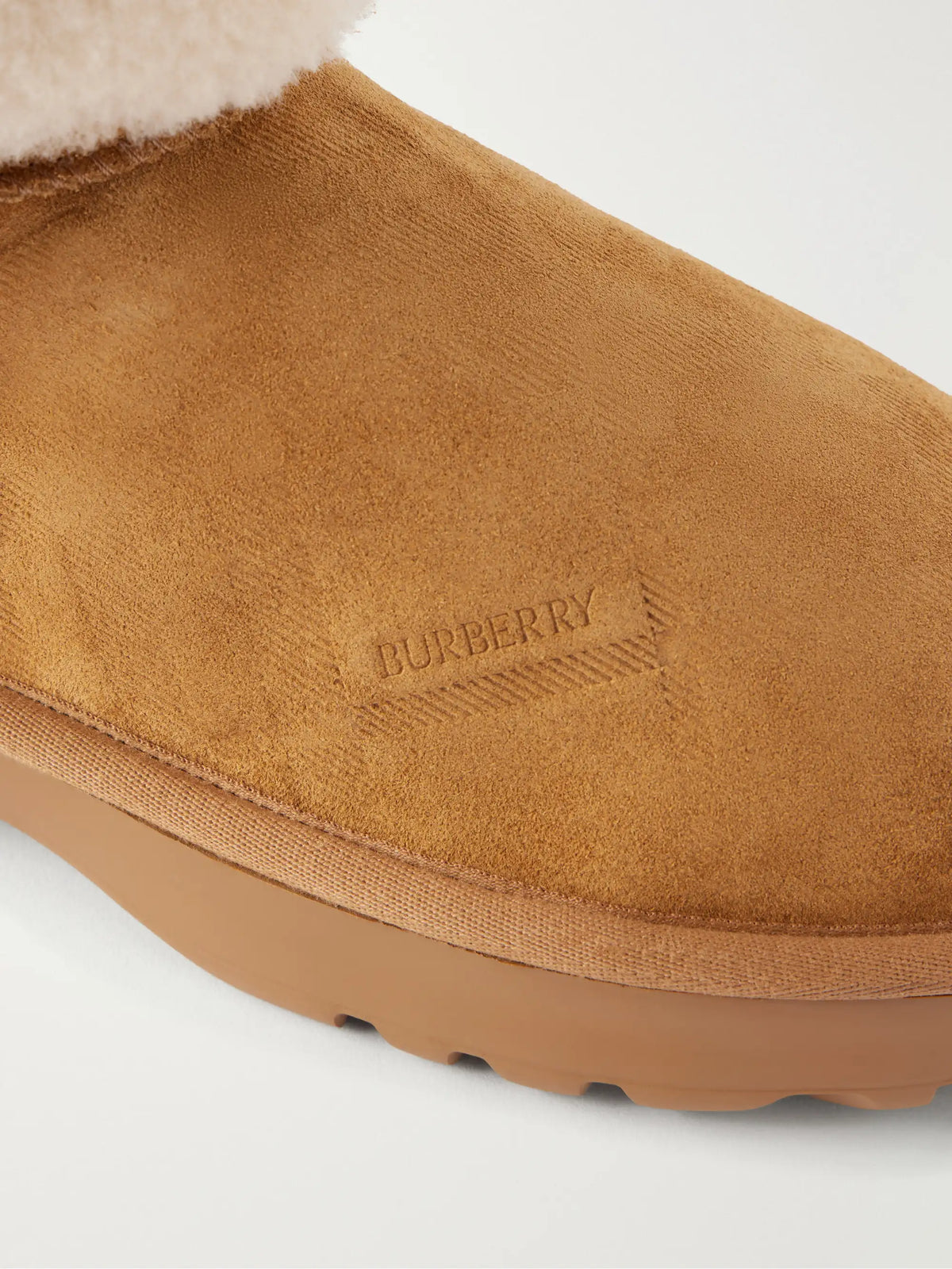 Burberry Shearling-trimmed Suede Ankle Boots