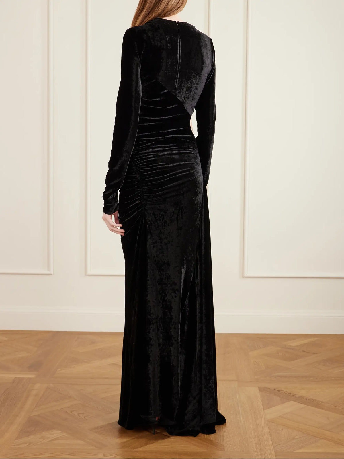 Embellished Cutout Velvet Maxi Dress