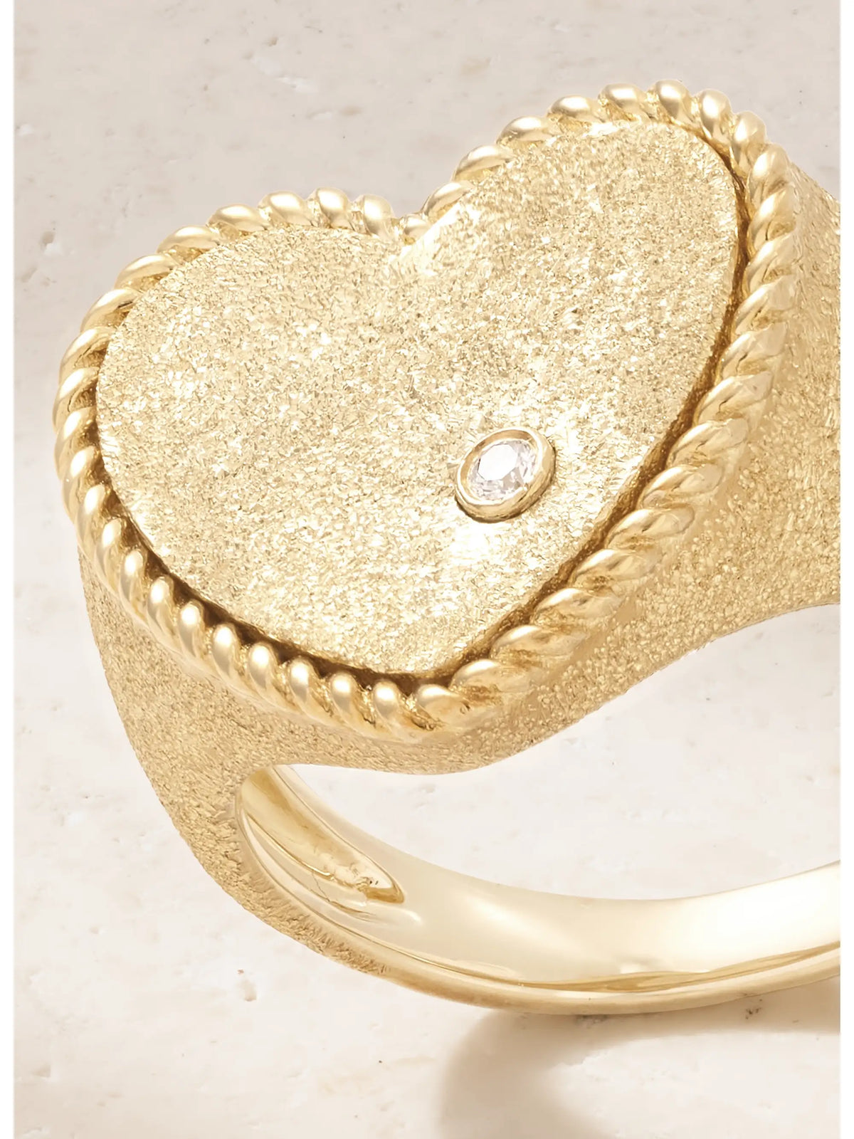 Coeur Pailletee 9-karat Gold Diamond Ring