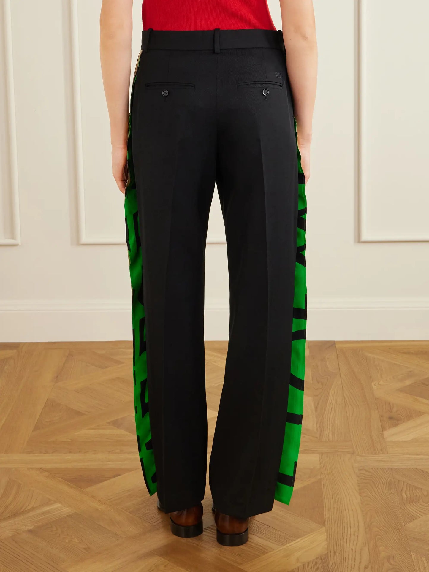 Striped Wool Straight-leg Pants