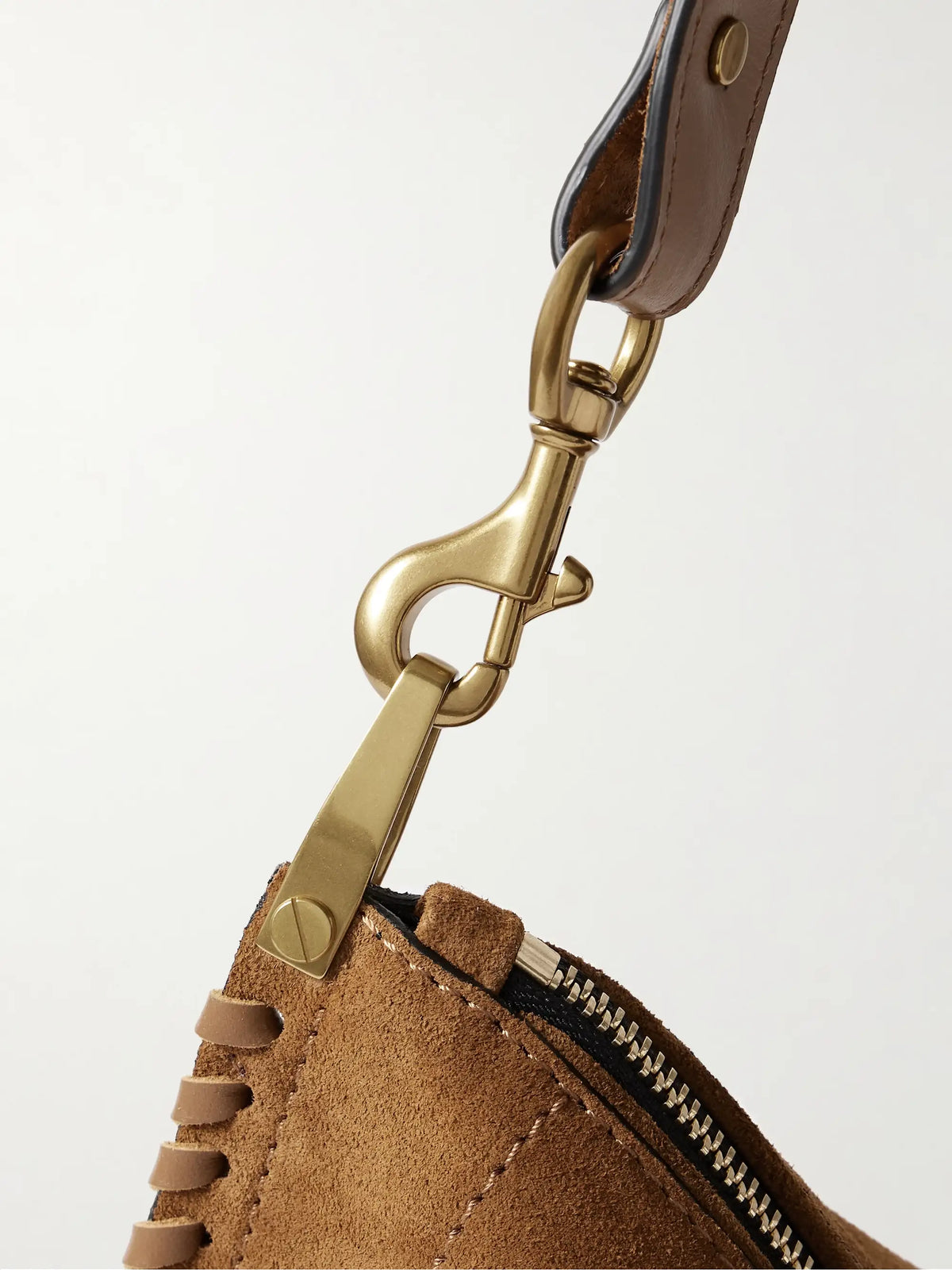 Oskan Soft Zipped Leather-trimmed Suede Shoulder Bag
