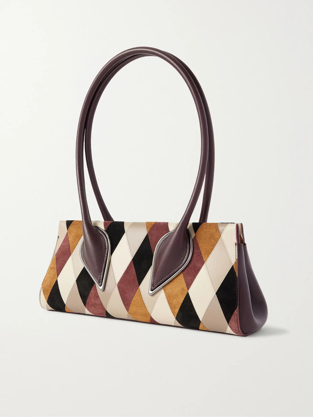 Venus Baguette Patchwork Leather And Suede Shoulder Bag