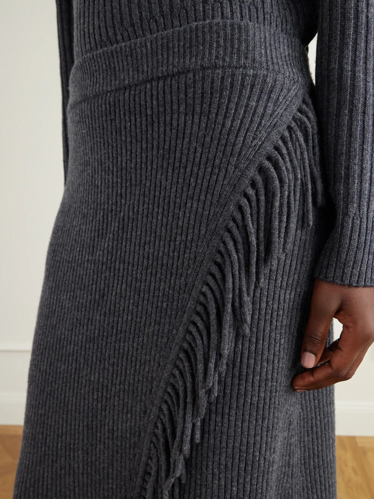 SIMKHAI Casey Draped Wool And Cashmere-blend Skirt