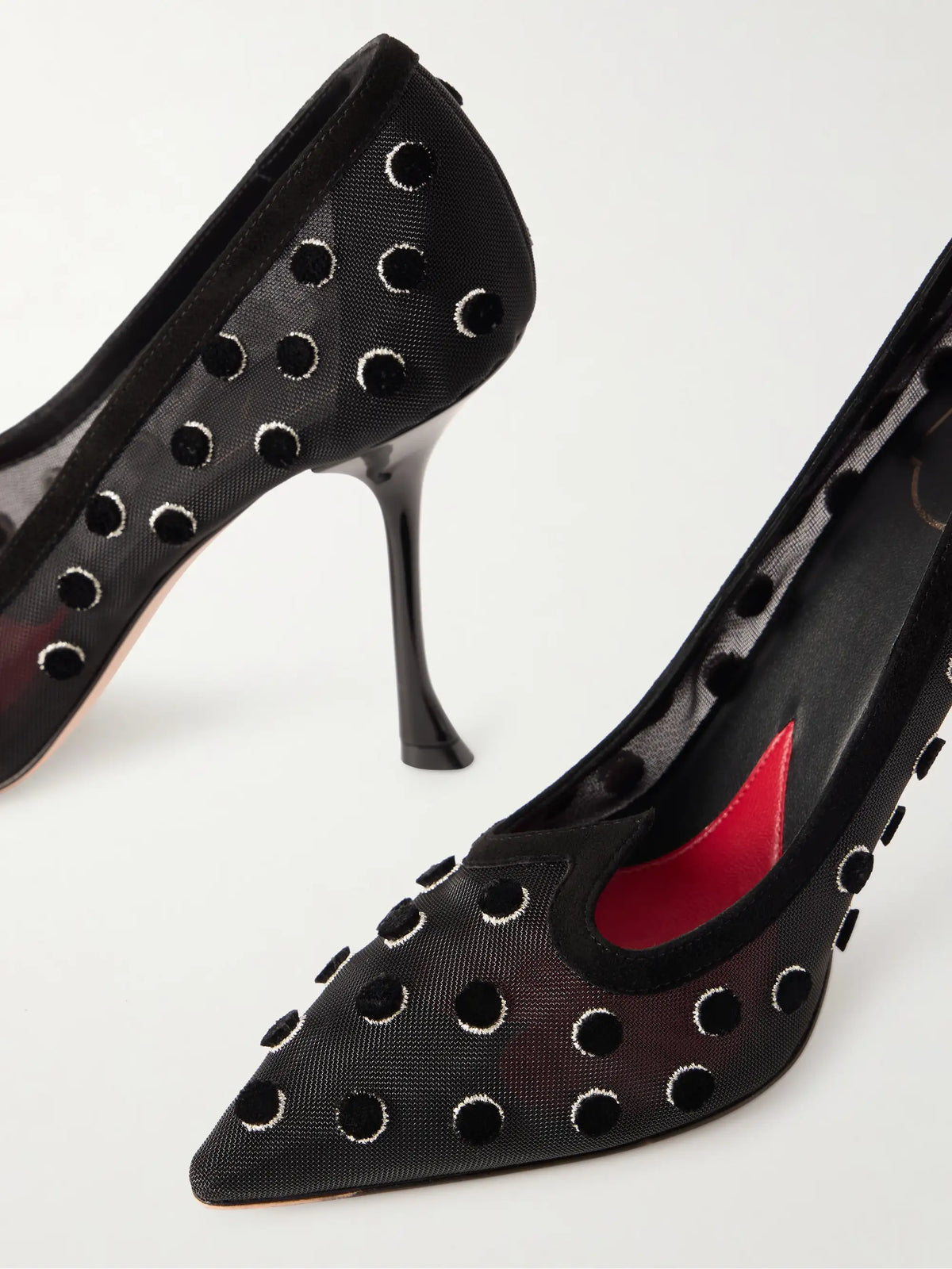 Roger I Love Vivier 100 Suede-trimmed Flocked Mesh Pumps