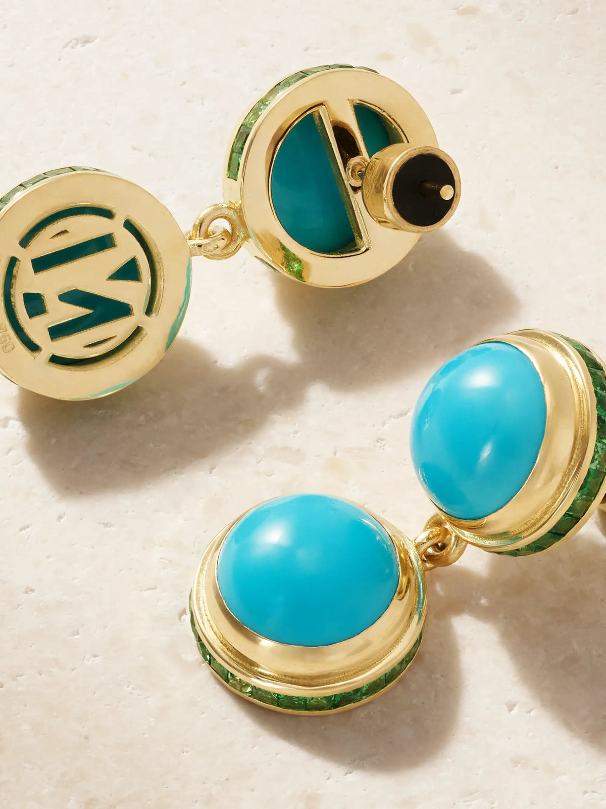 Ileana Makri 18-karat Gold, Turquoise And Tsavorite Earrings