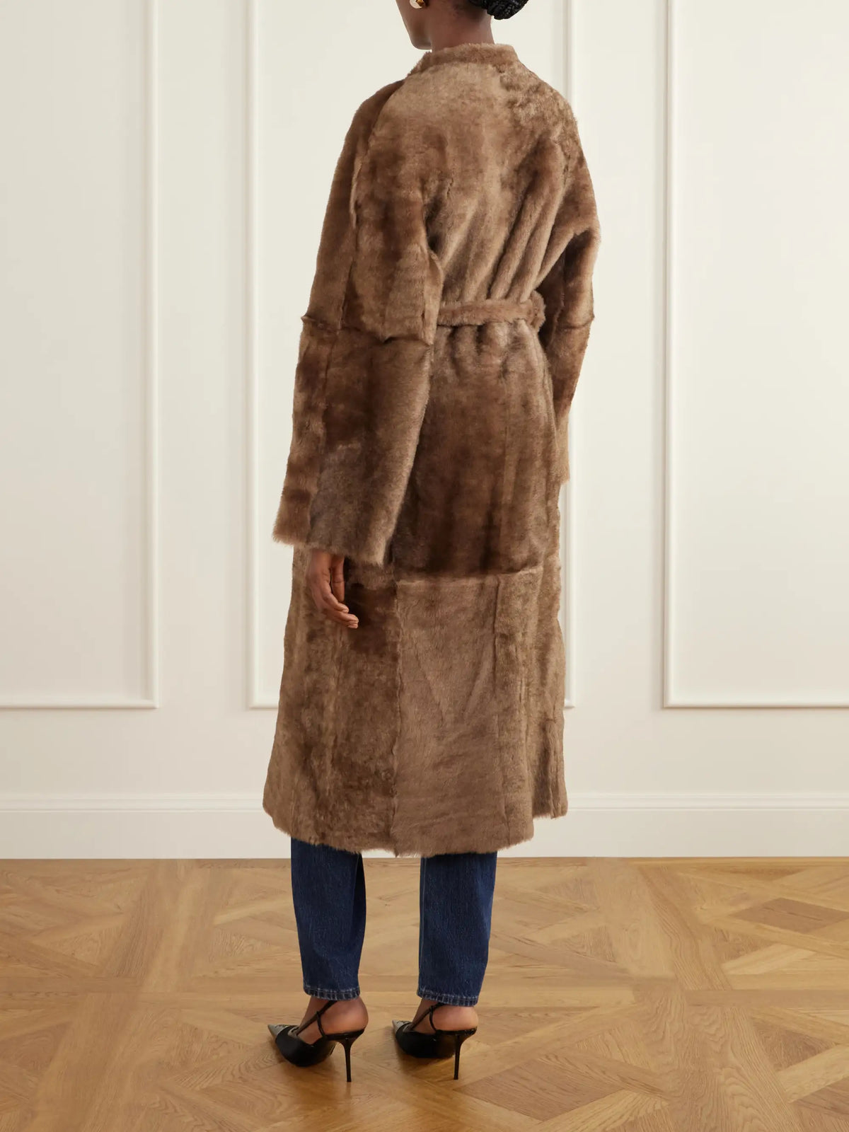 Nour Hammour Davos Belted Shearling Coat