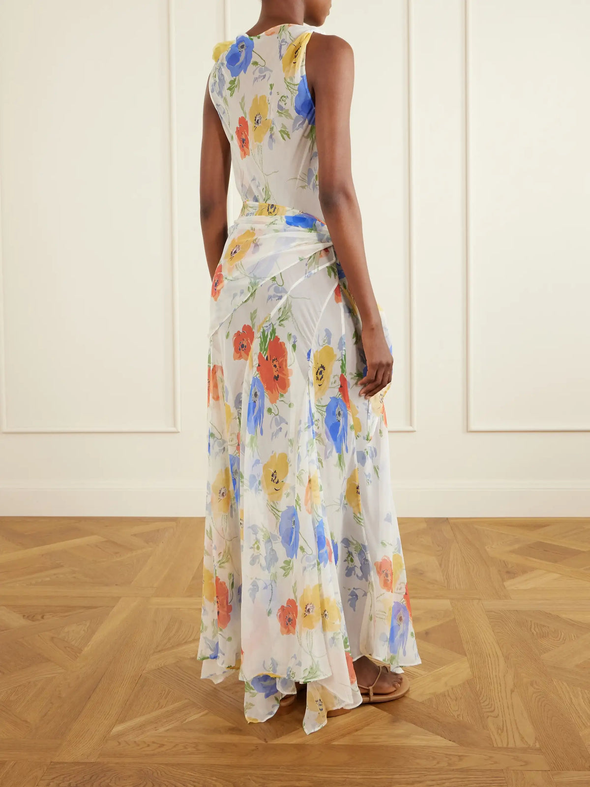 Zephrine Floral-print Silk-chiffon Maxi Dress