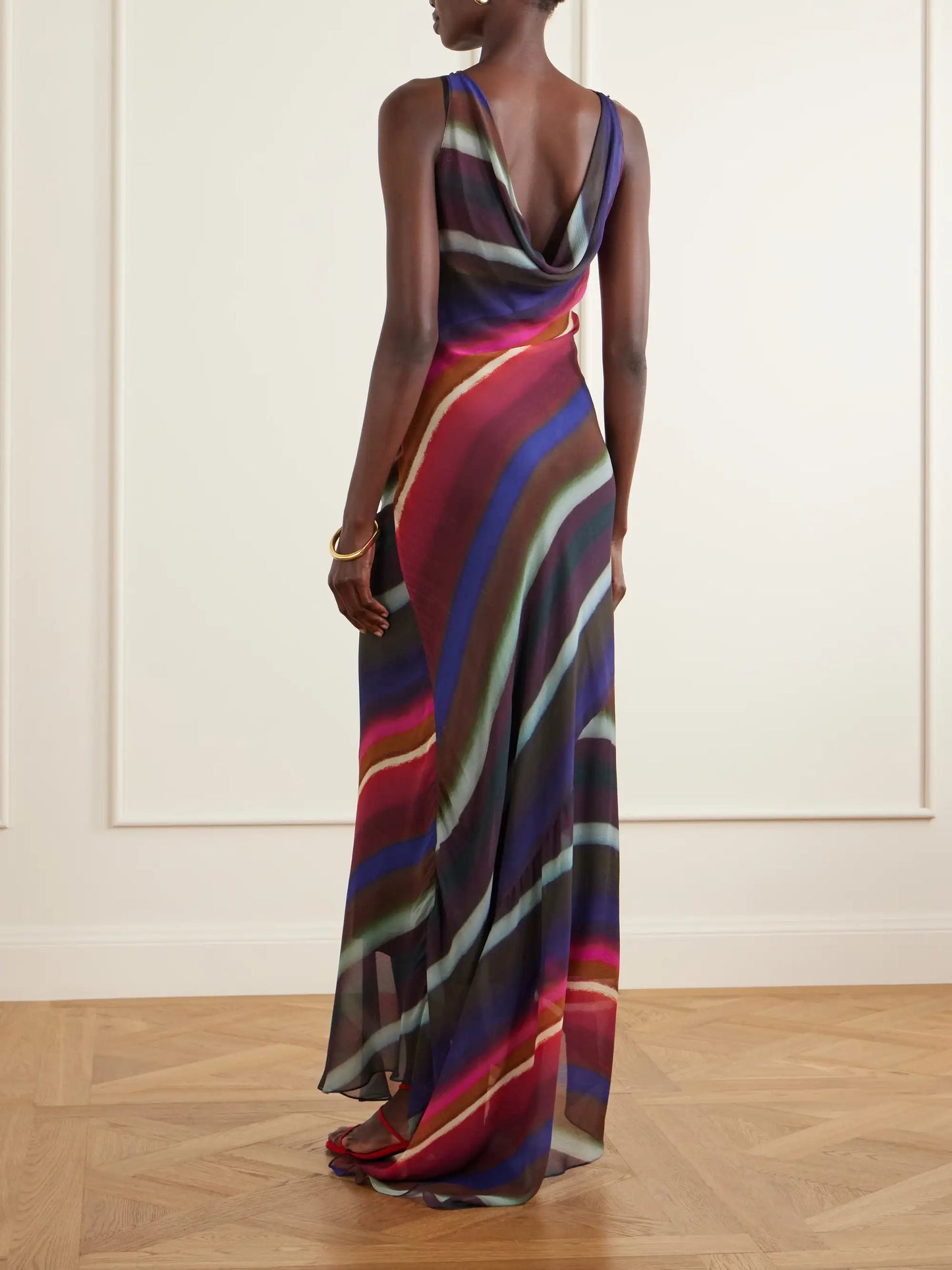 Louie Striped Satin-crepe Maxi Dress