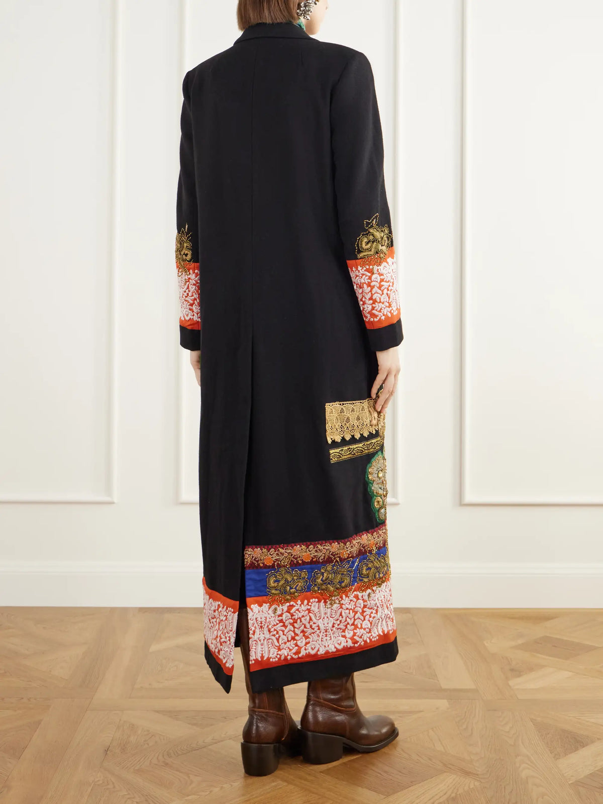Dries Van Noten Embroidered Embellished Wool-felt Coat