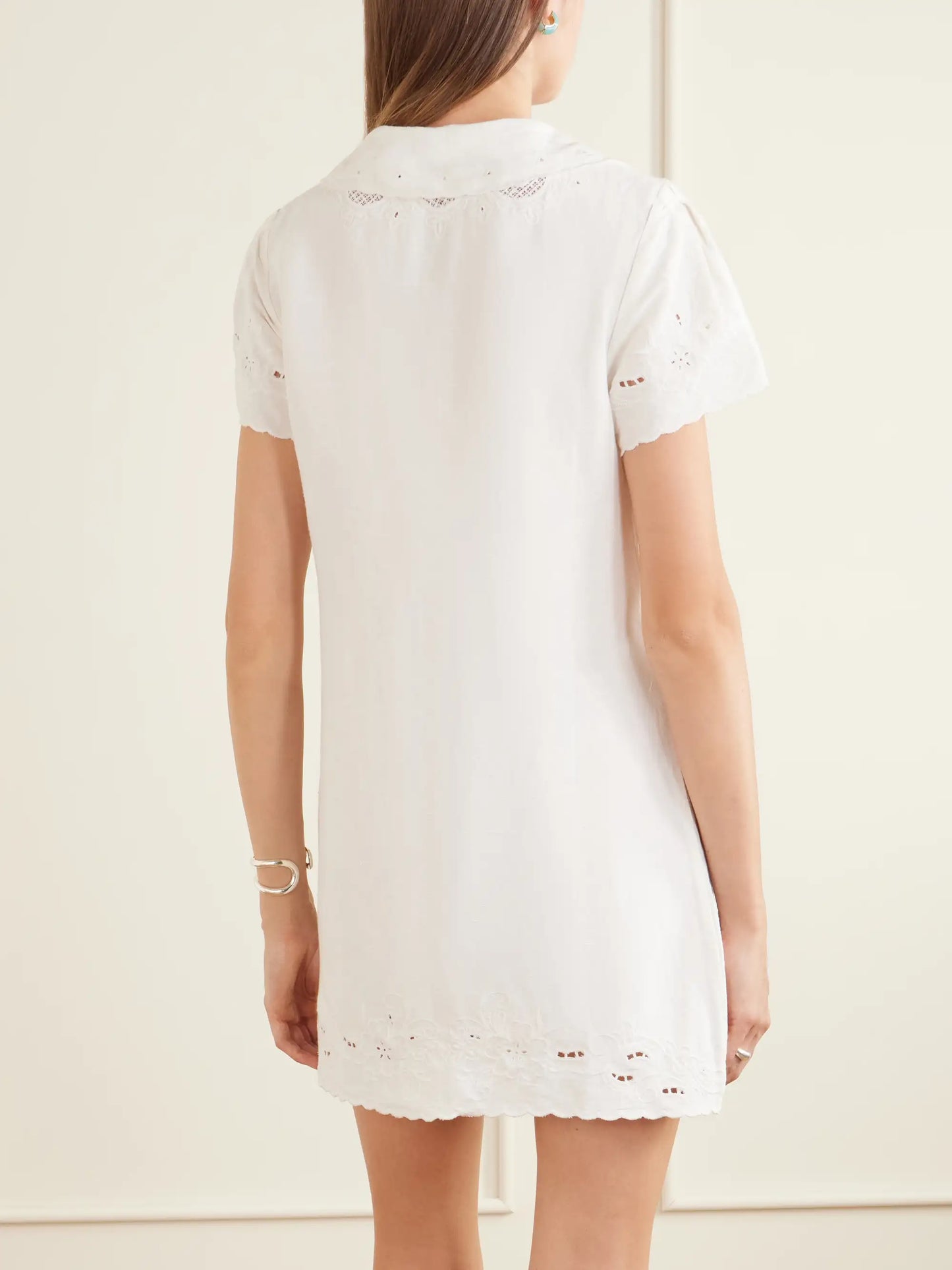 Zayanna Broderie Anglaise Linen-blend Mini Dress