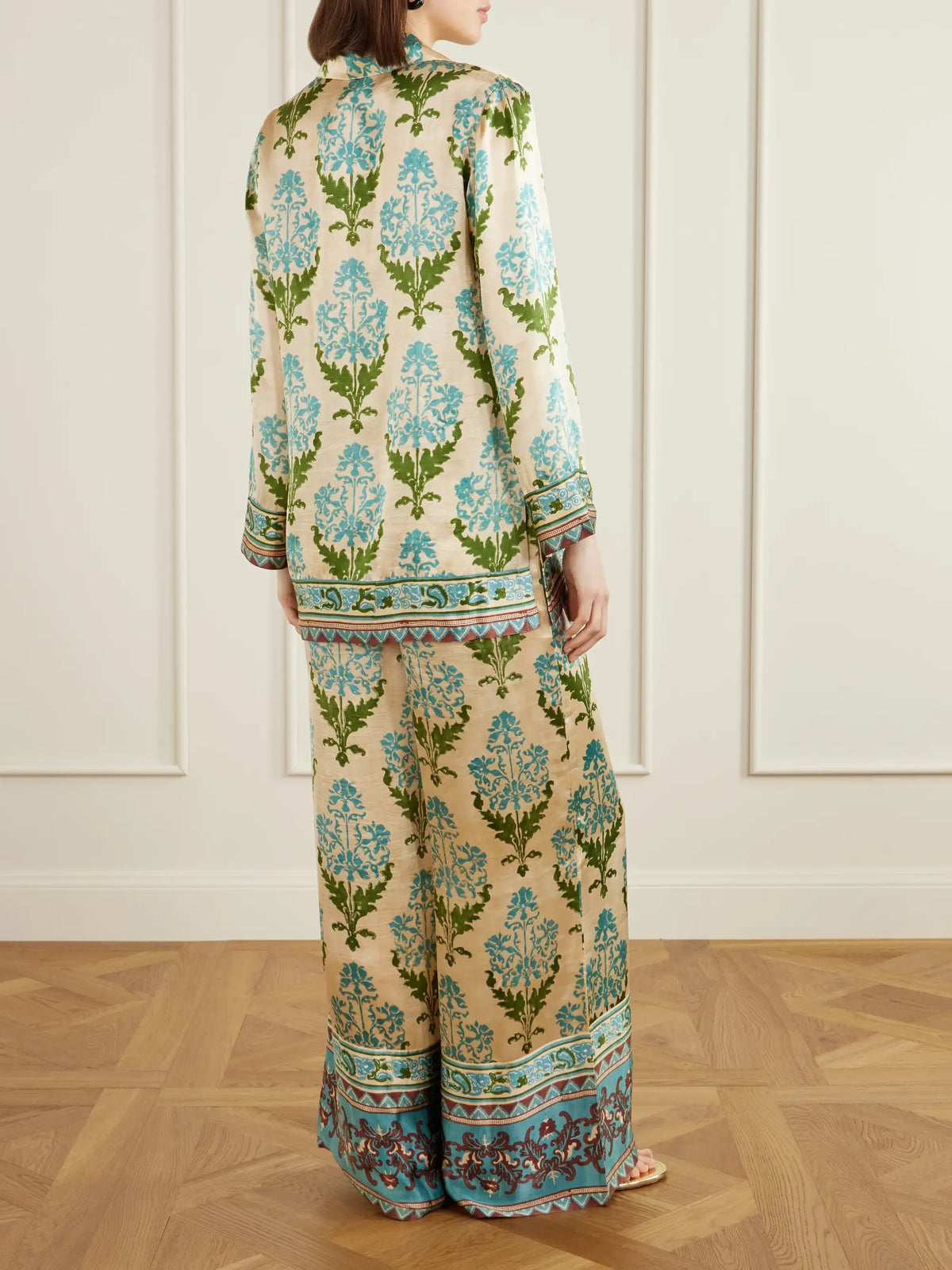 Emporio Sirenuse Jila Three Floral-print Silk-satin Shirt