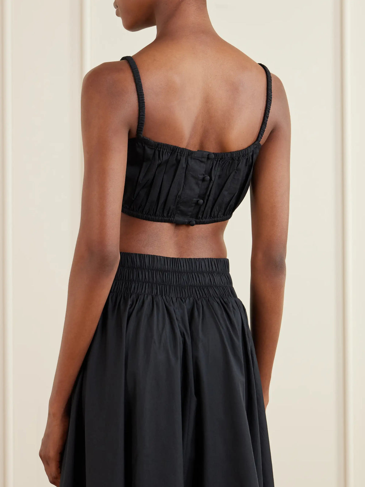 Suzie Kondi Bea Shirred Cotton-poplin Bandeau Tank