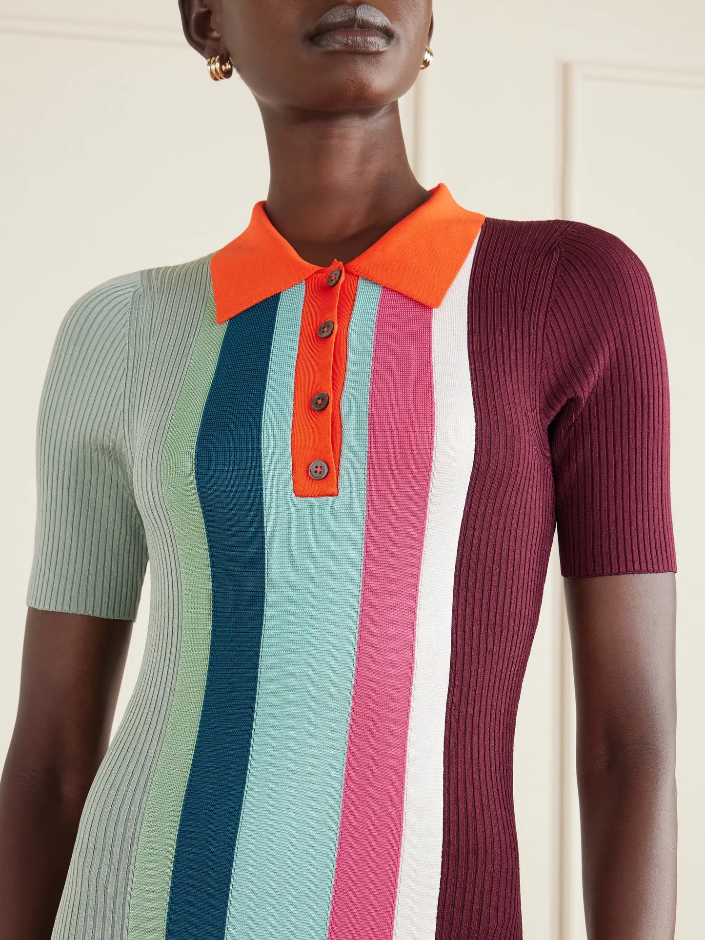 Striped Crochet-knit Jersey Maxi Dress