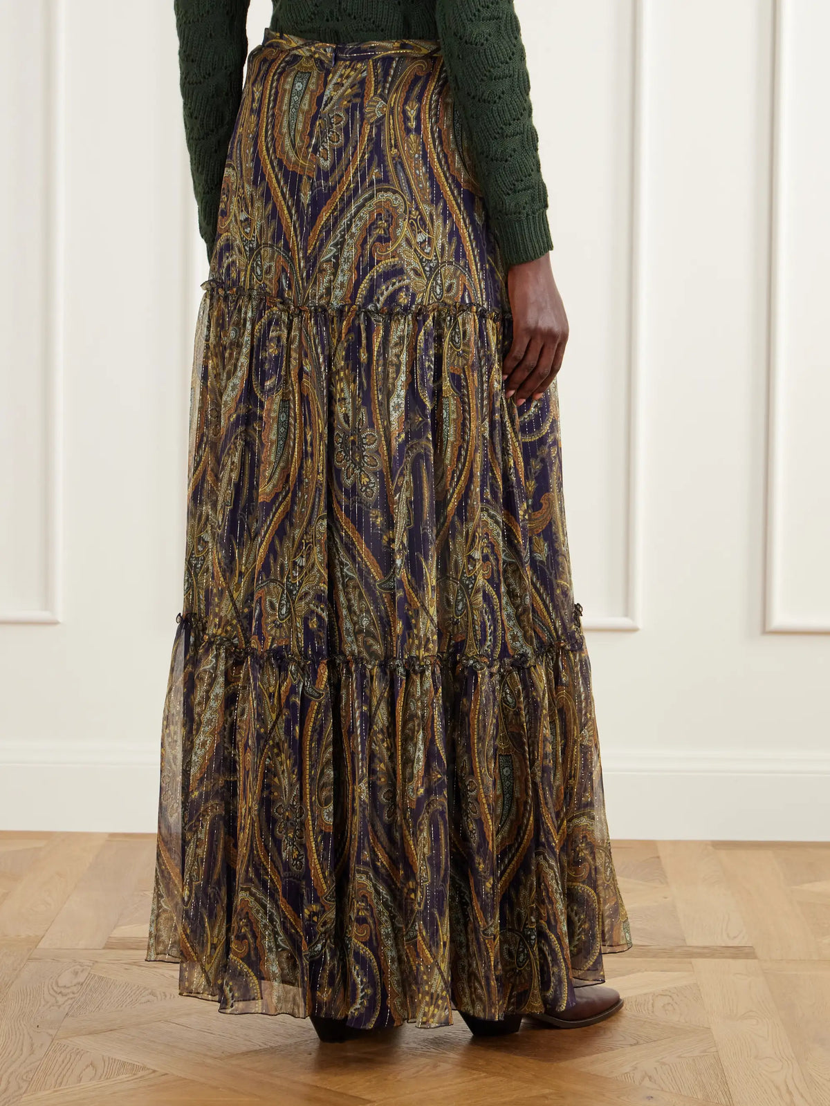 Etro Tiered Paisley-print Silk-blend Chiffon Maxi Skirt