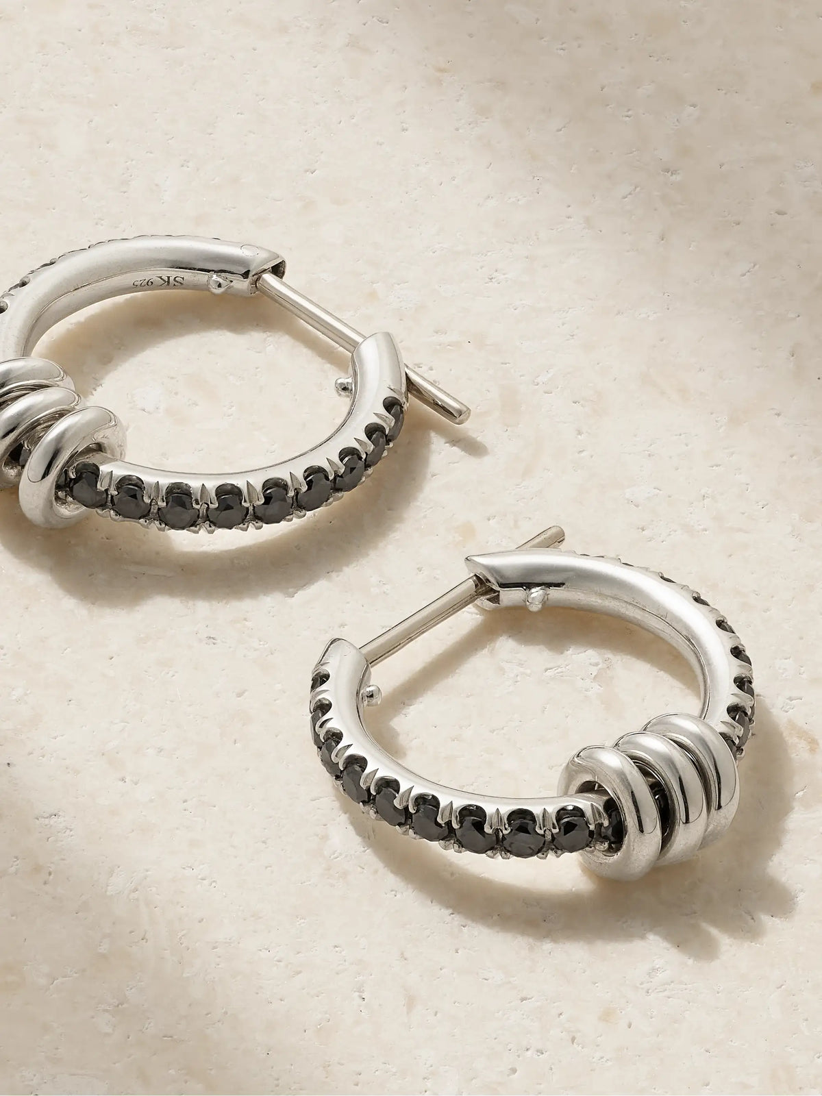 Ara Sterling Silver Diamond Hoop Earrings