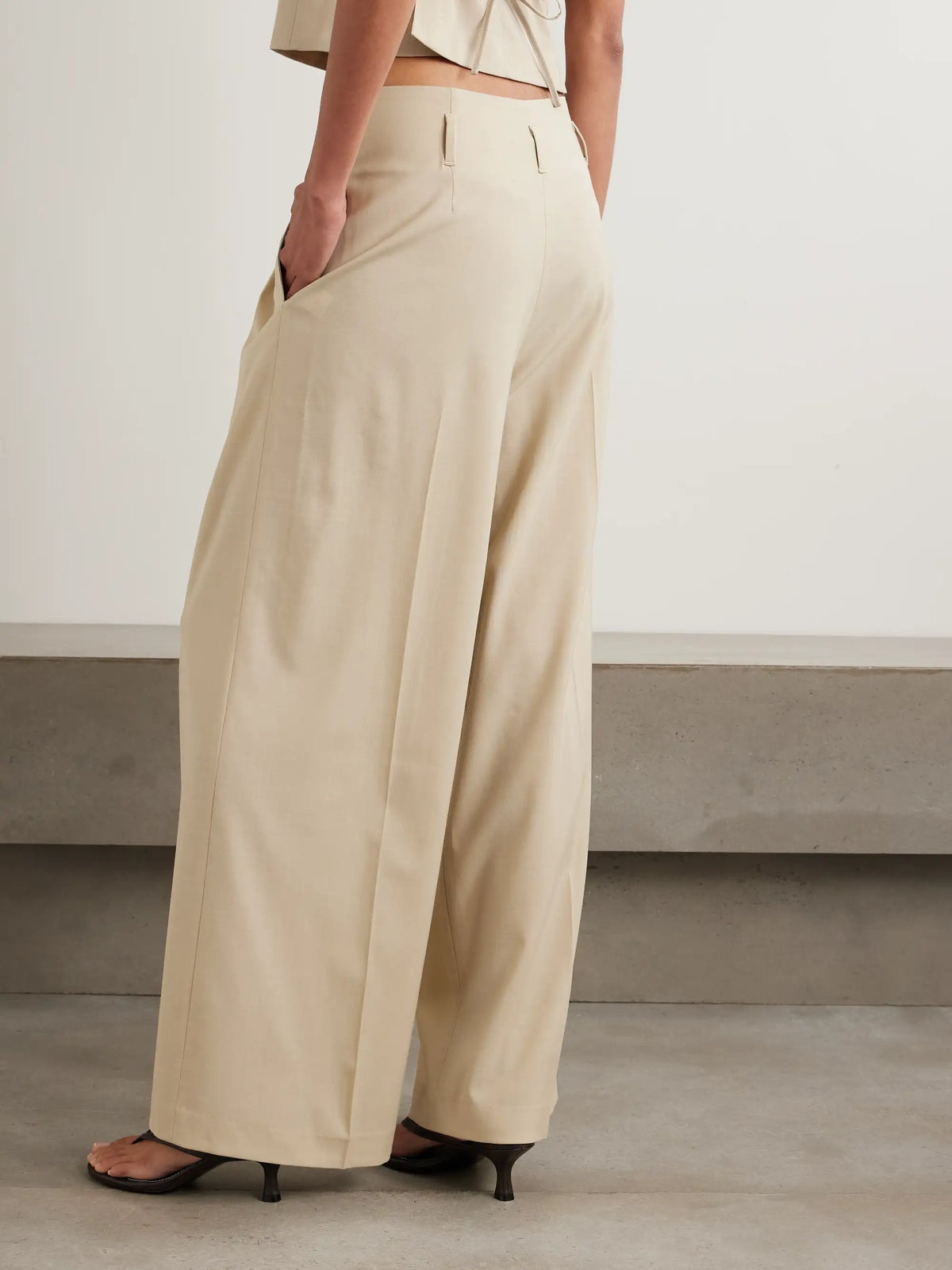 KALLMEYER Percie Pleated Wool-blend Wide-leg Pants