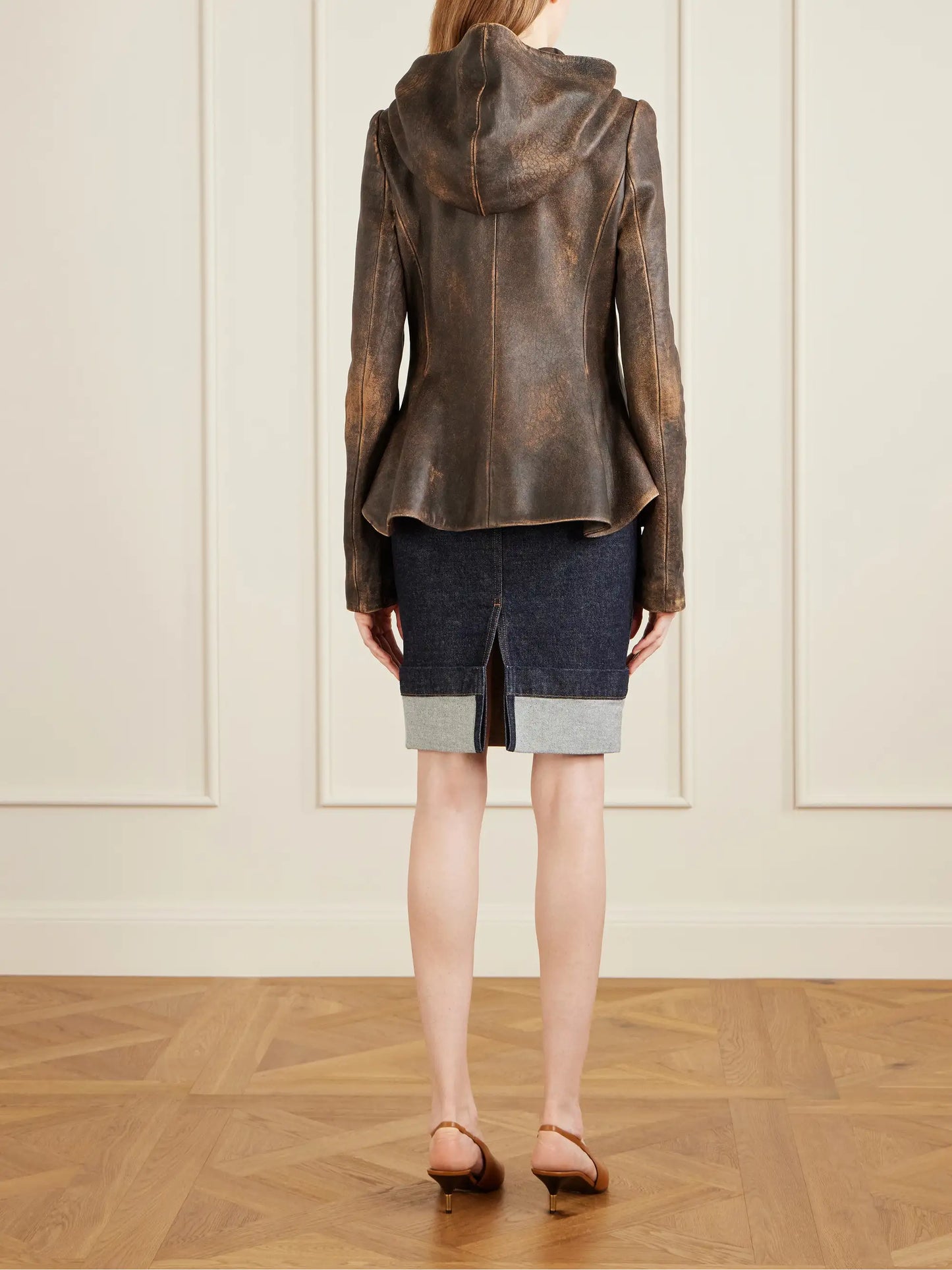 June Hooded Leather Jacket