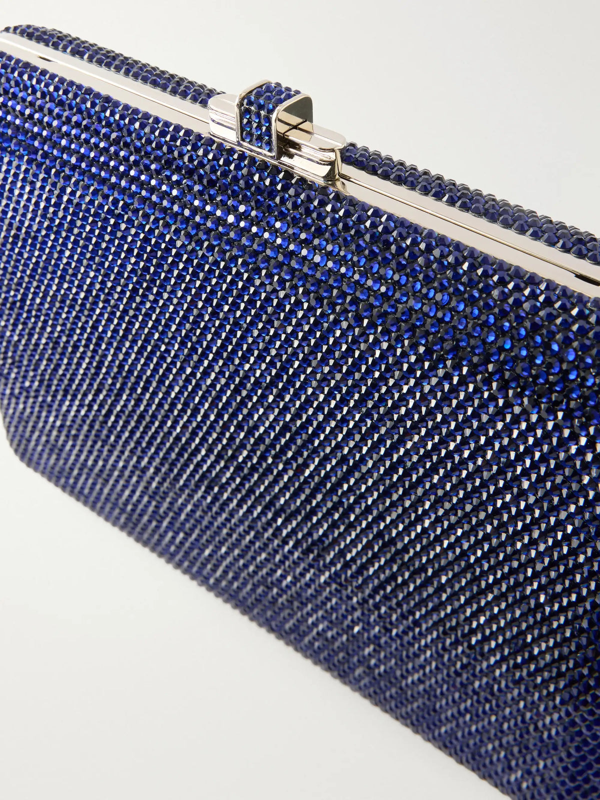 Slim Slide Crystal-embellished Silver-tone Clutch
