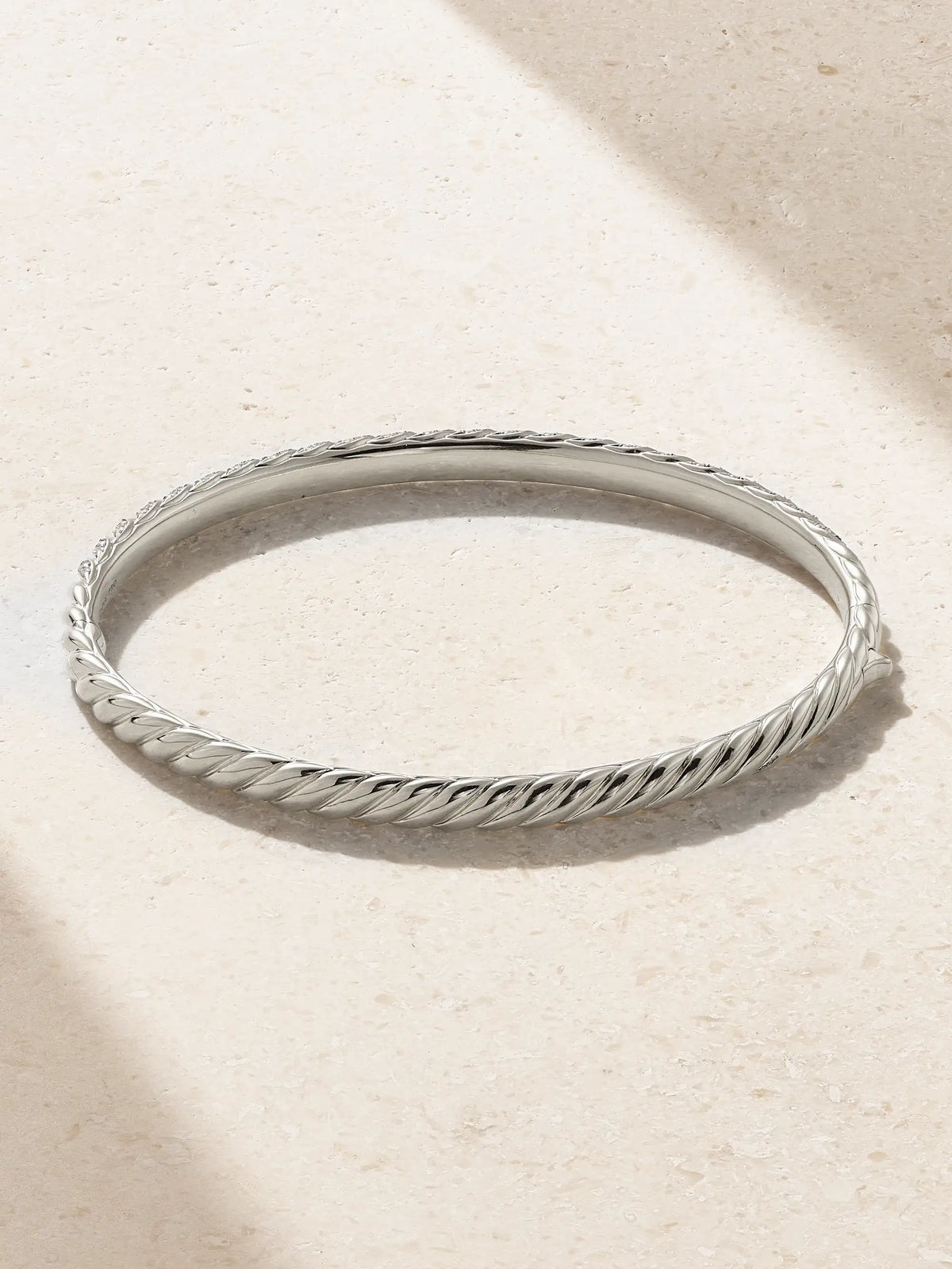 Sculpted Cable 18-karat White Gold Diamond Bangle