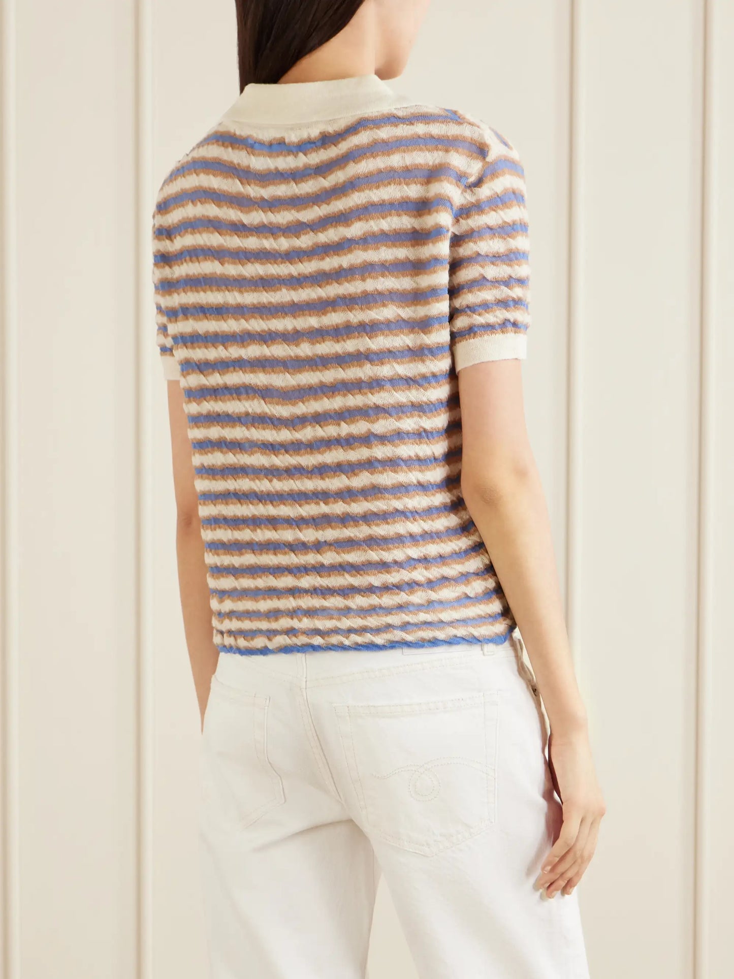 Ophelia Striped Wool Polo Shirt