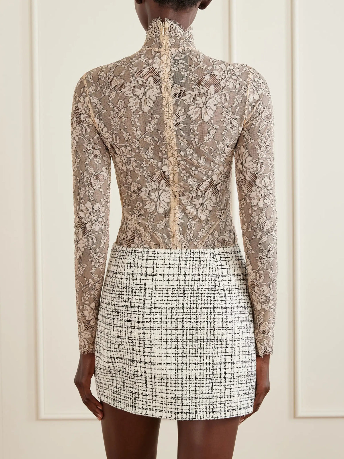 Scalloped Lace Jersey Bodysuit