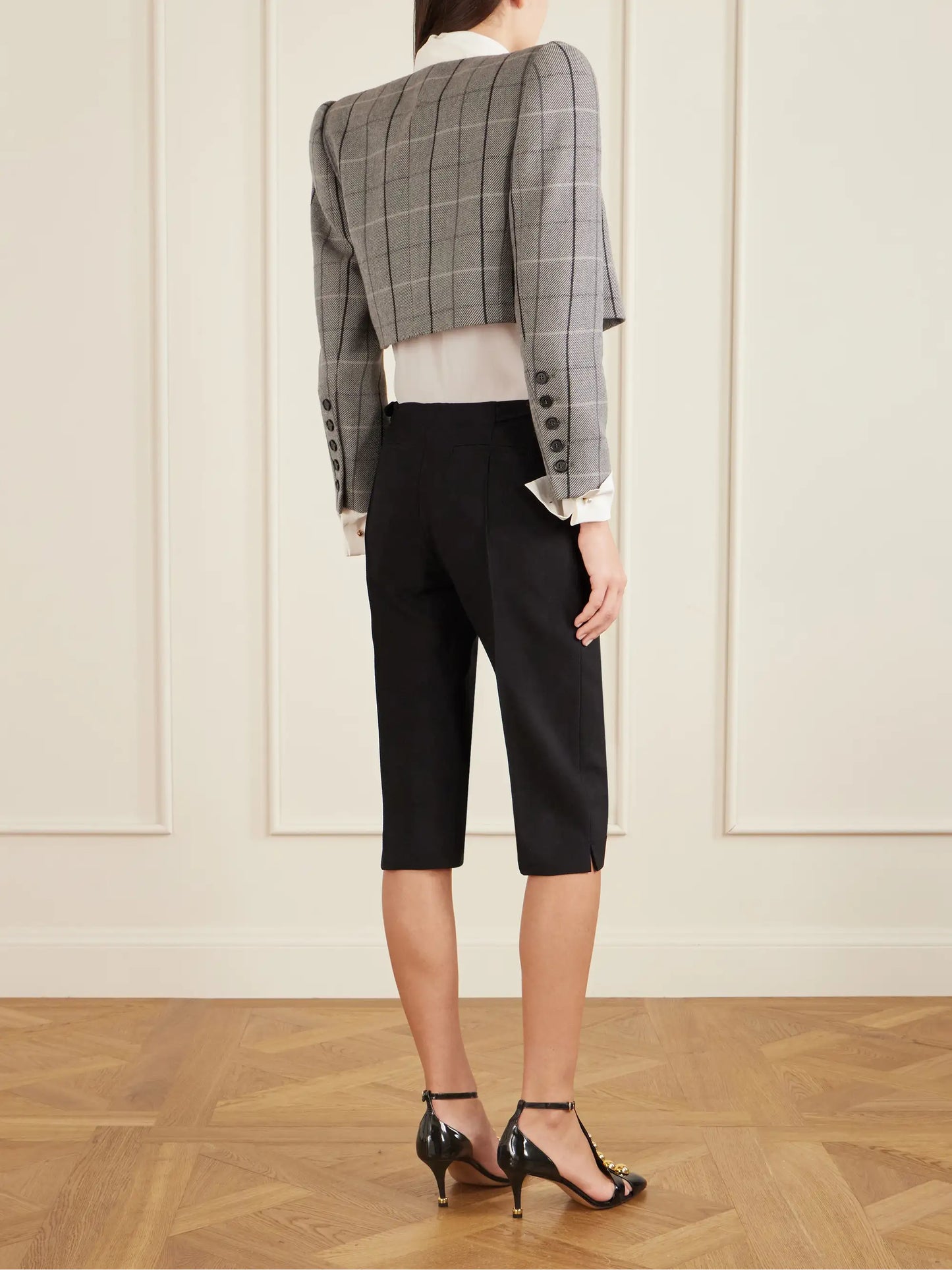 Buckle-embellished Wool-crepe Straight-leg Capri Pants