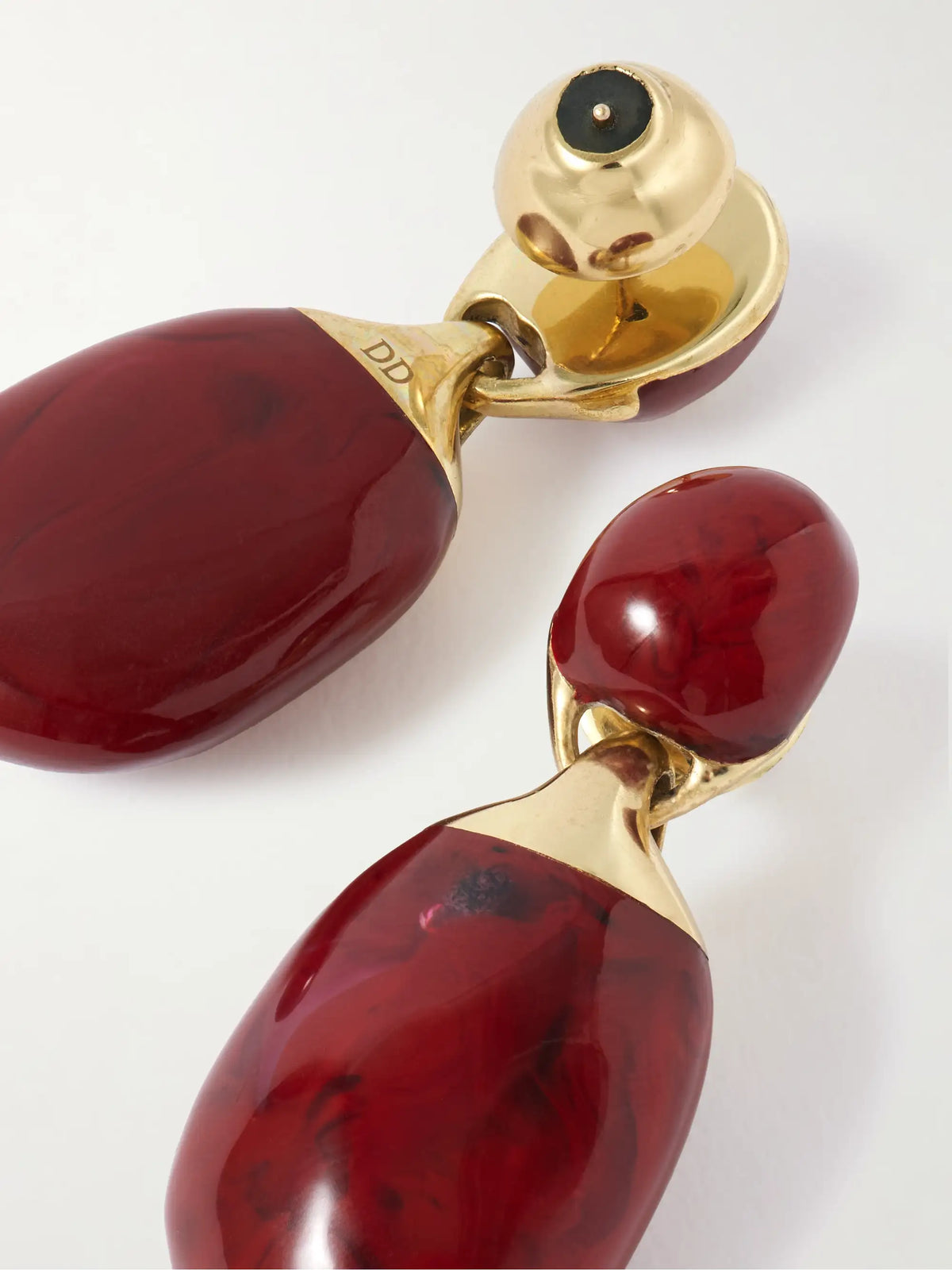 Small River Rock Gold-plated And Resin Earrings