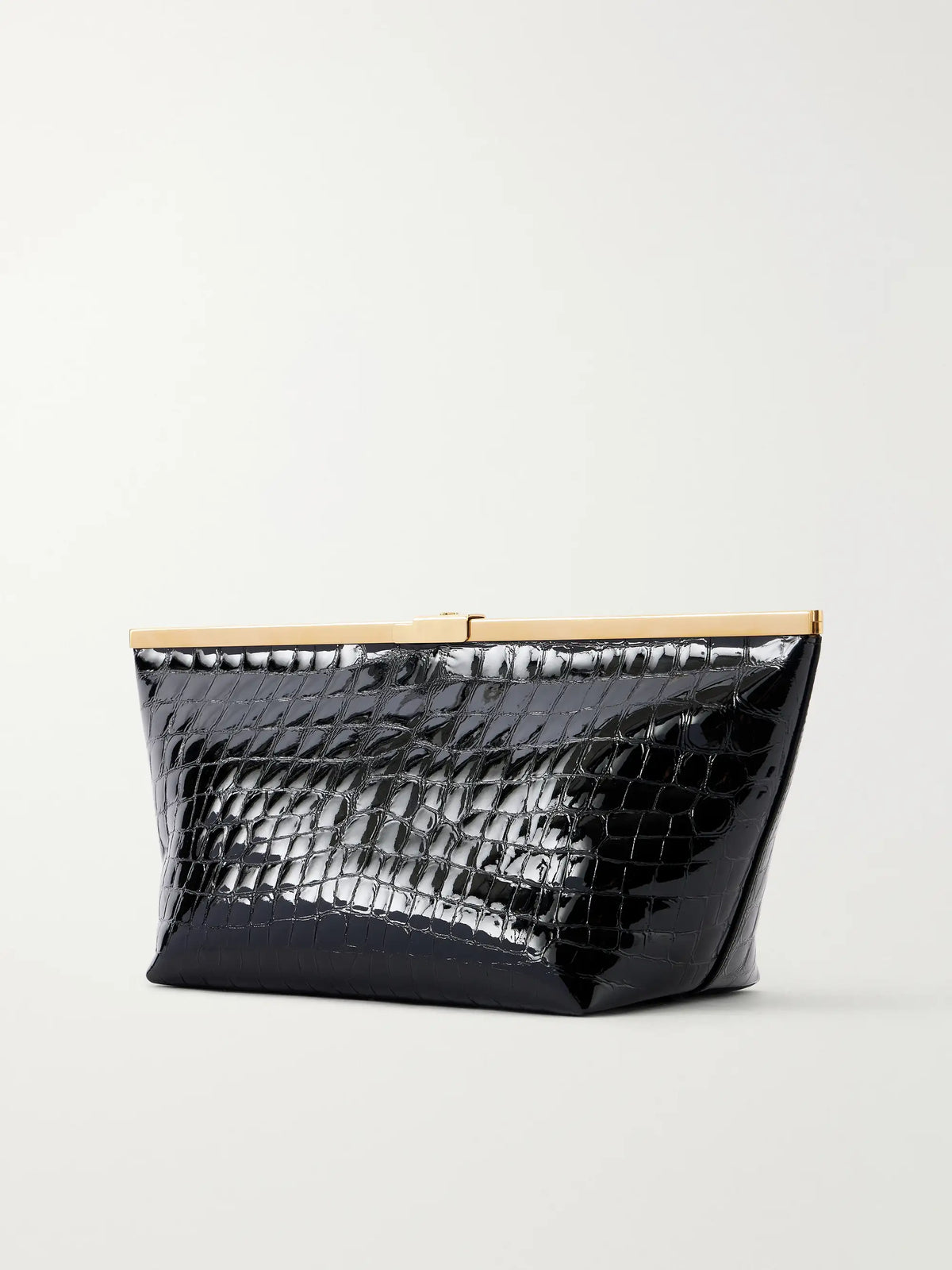 Jimmy Choo Ganache Large Croc-effect Patent-leather Clutch