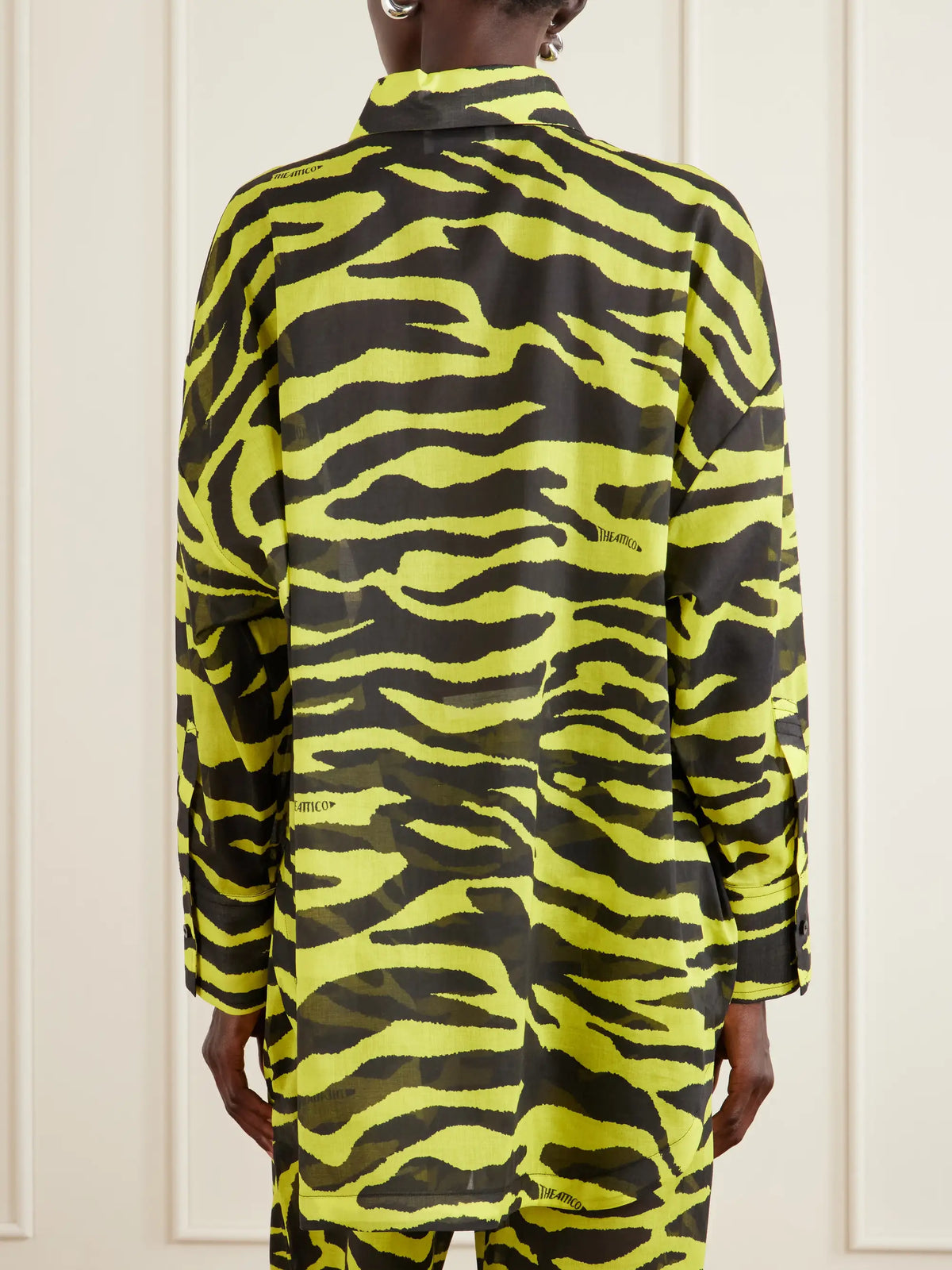 Asymmetric Animal-print Cotton Shirt
