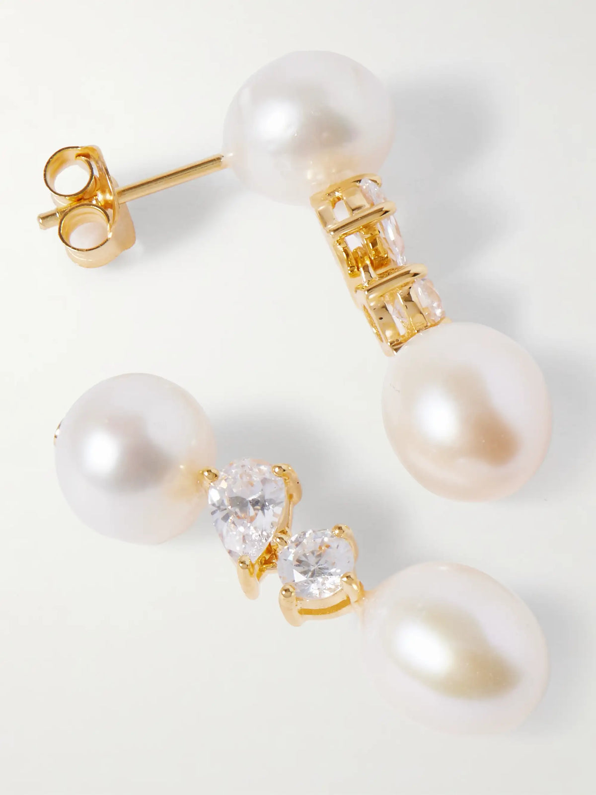 Gold-plated, Pearl And Cubic Zirconia Earrings