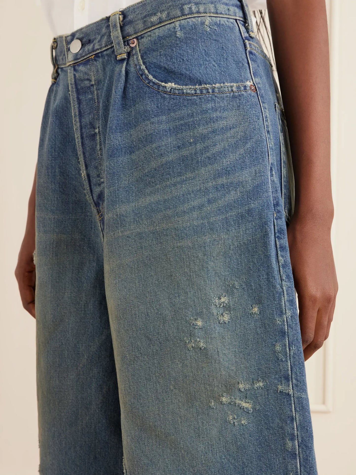 Distressed Denim Shorts