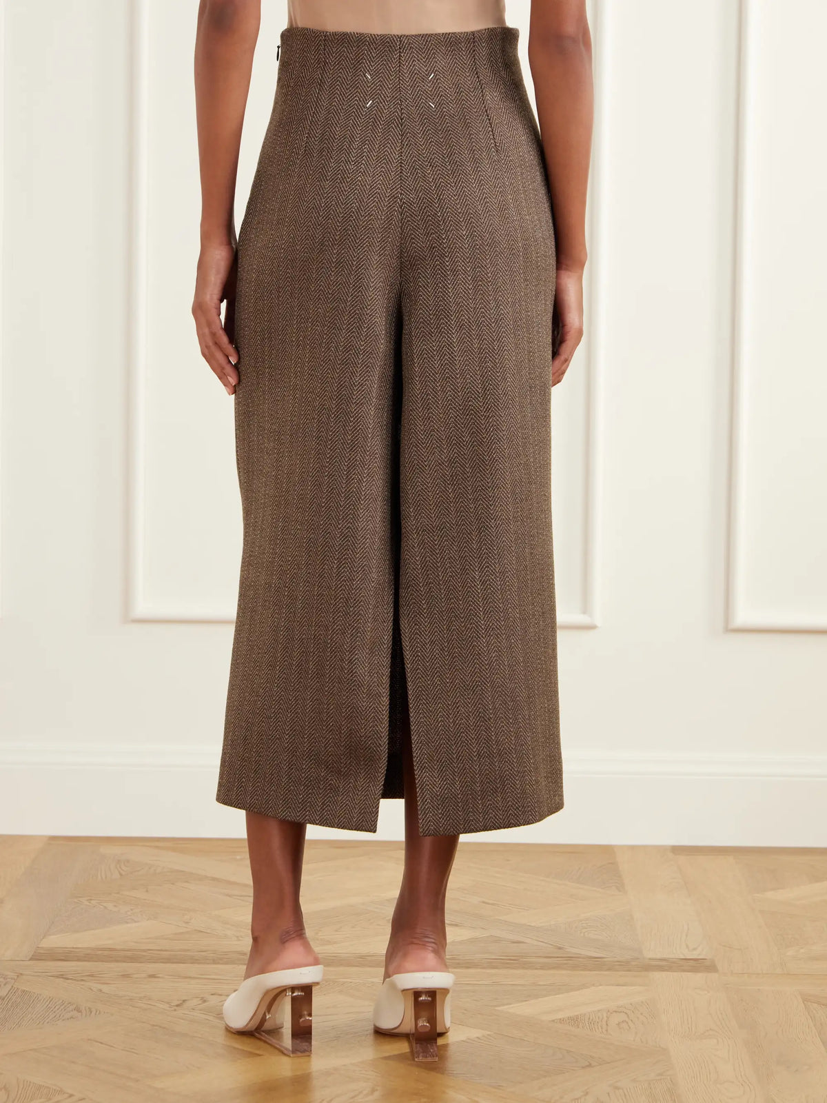 Maison Margiela Wool-herringbone Midi Skirt
