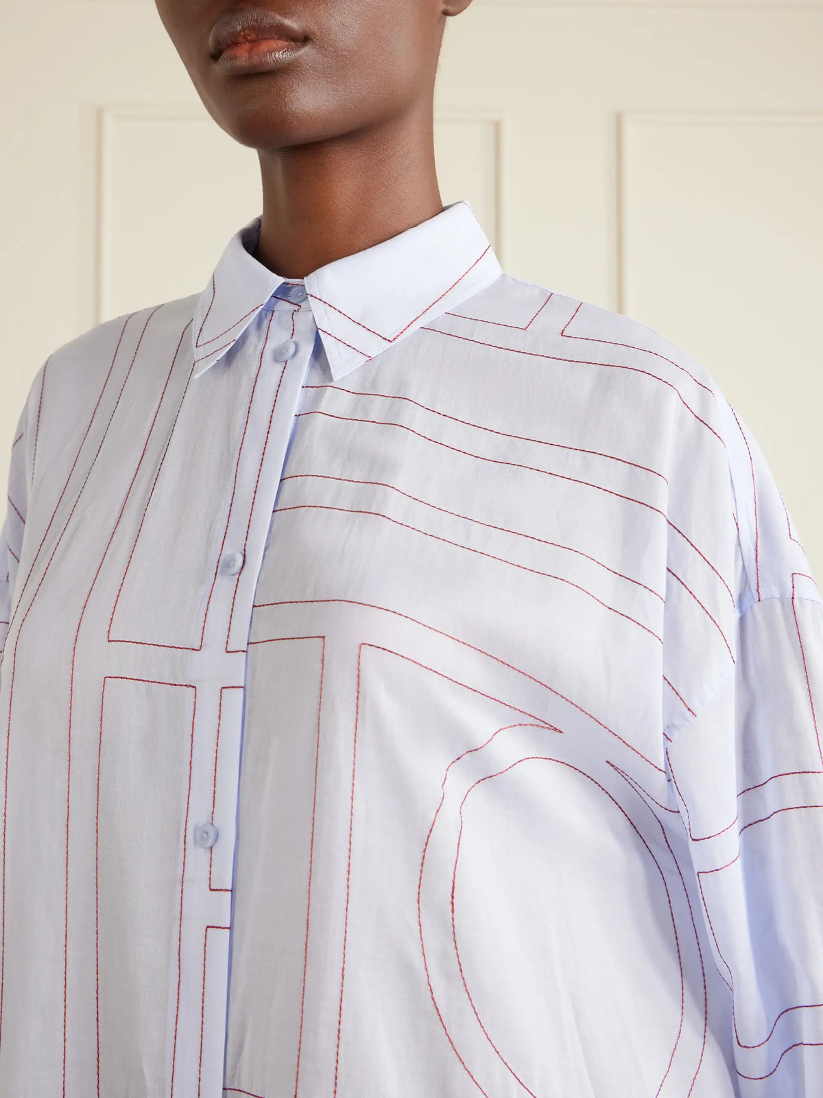 Embroidered Lyocell And Cotton-blend Shirt