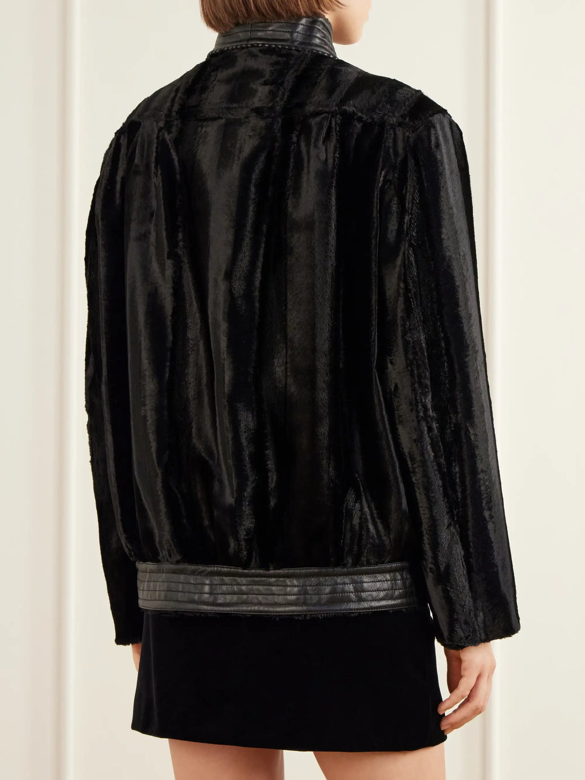 BLAZÉ Milano Coiba Leather-trimmed Velvet Jacket