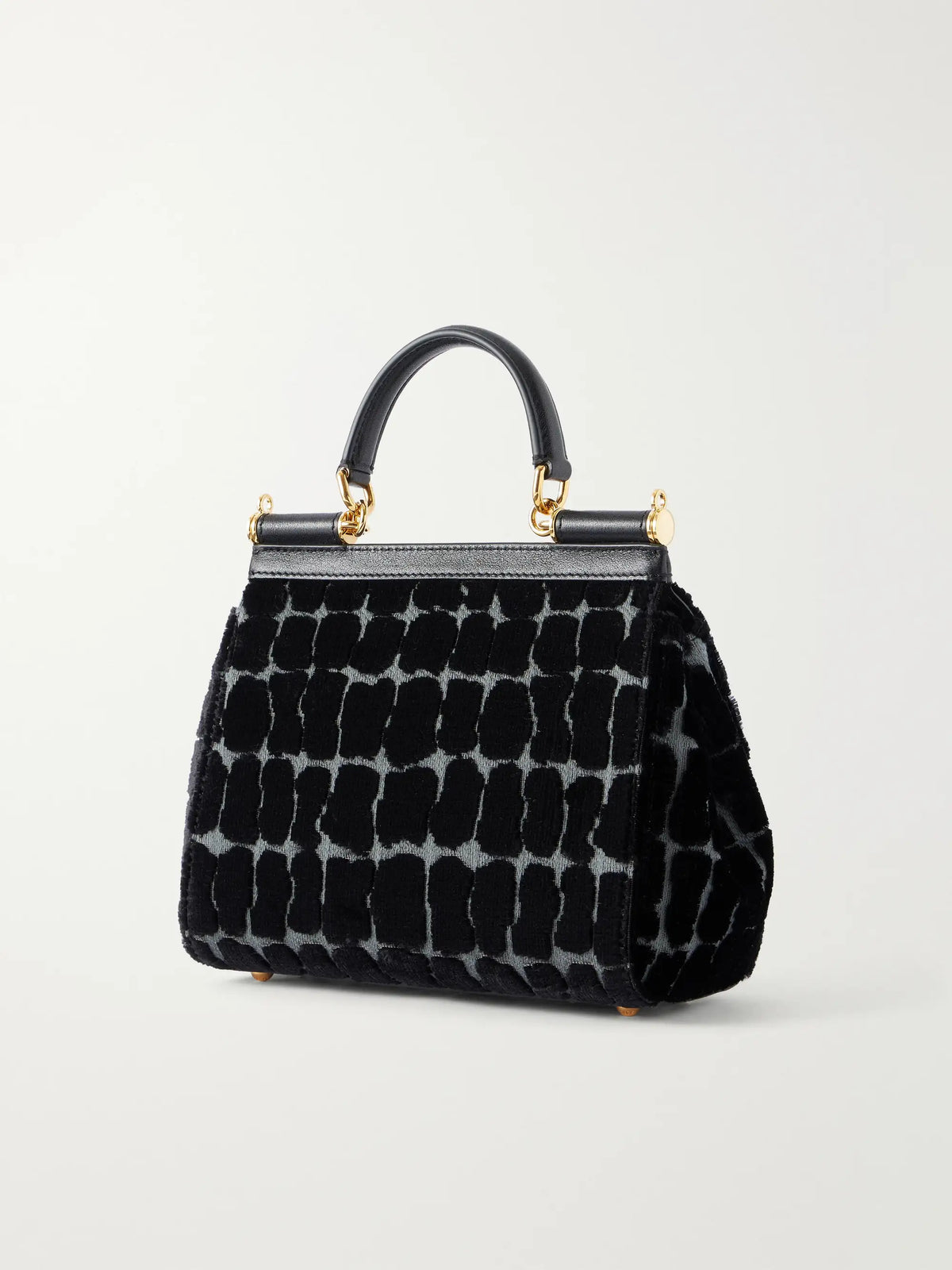 Dolce & Gabbana Leather-trimmed Velvet Top-handle Bag