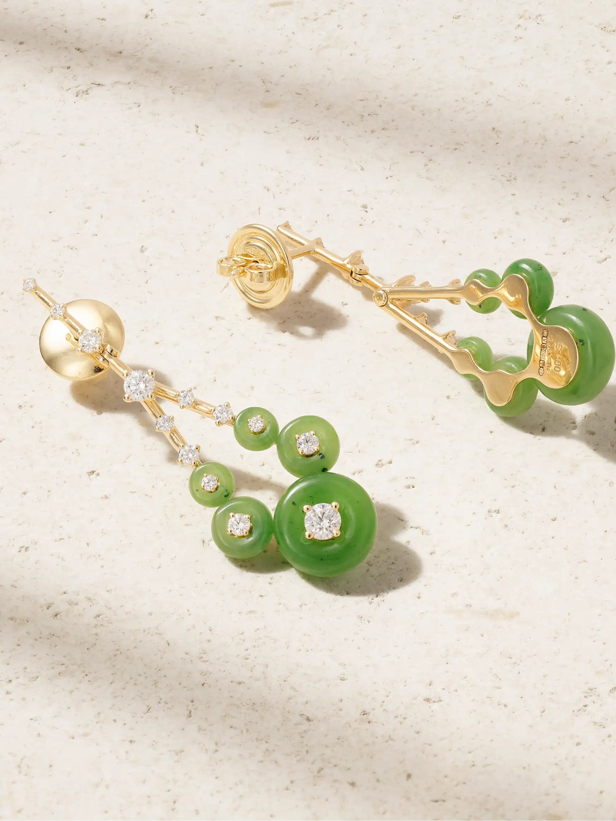 Gravity Small 18-karat Gold, Jade And Diamond Earrings