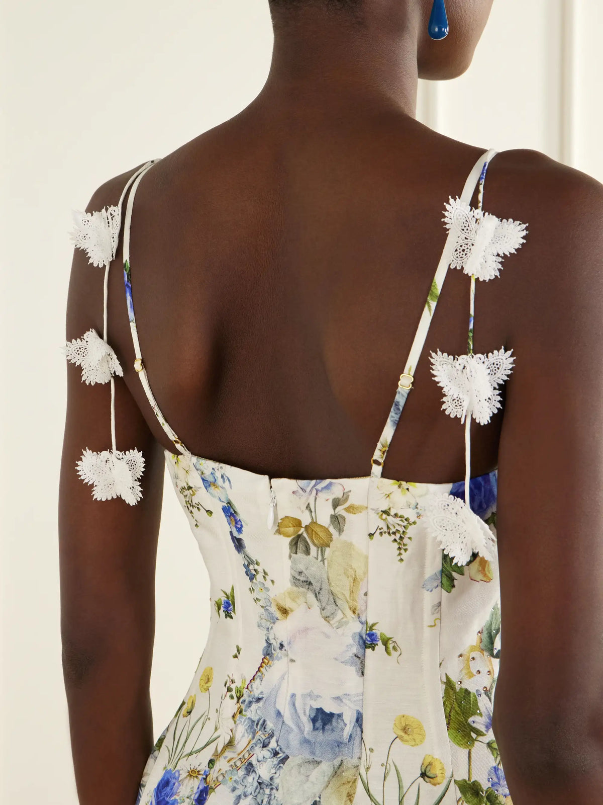 Camilla Embellished Floral-print Linen And Silk-blend Midi Dress