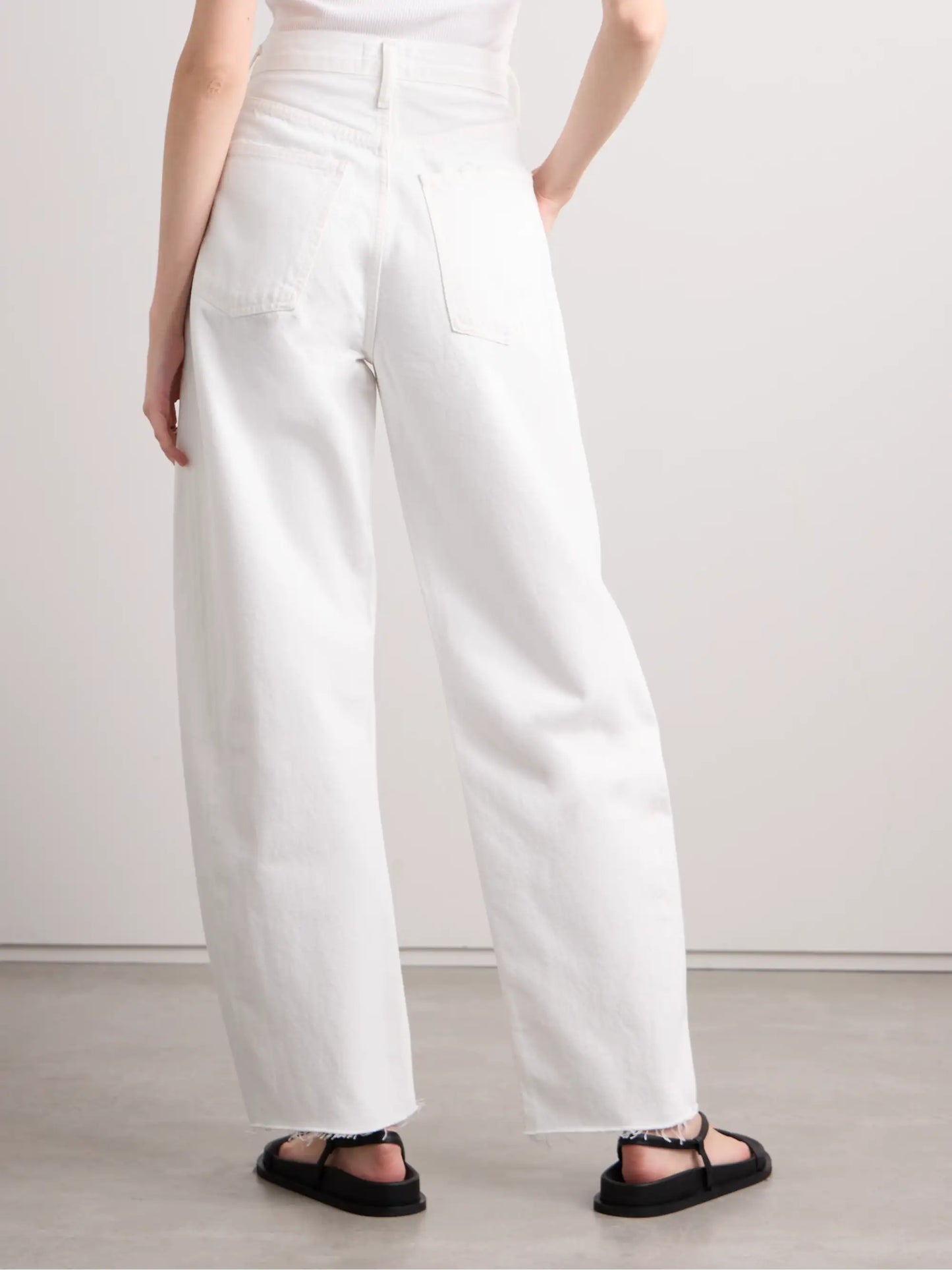 Luna Frayed High-rise Barrel-leg Jeans