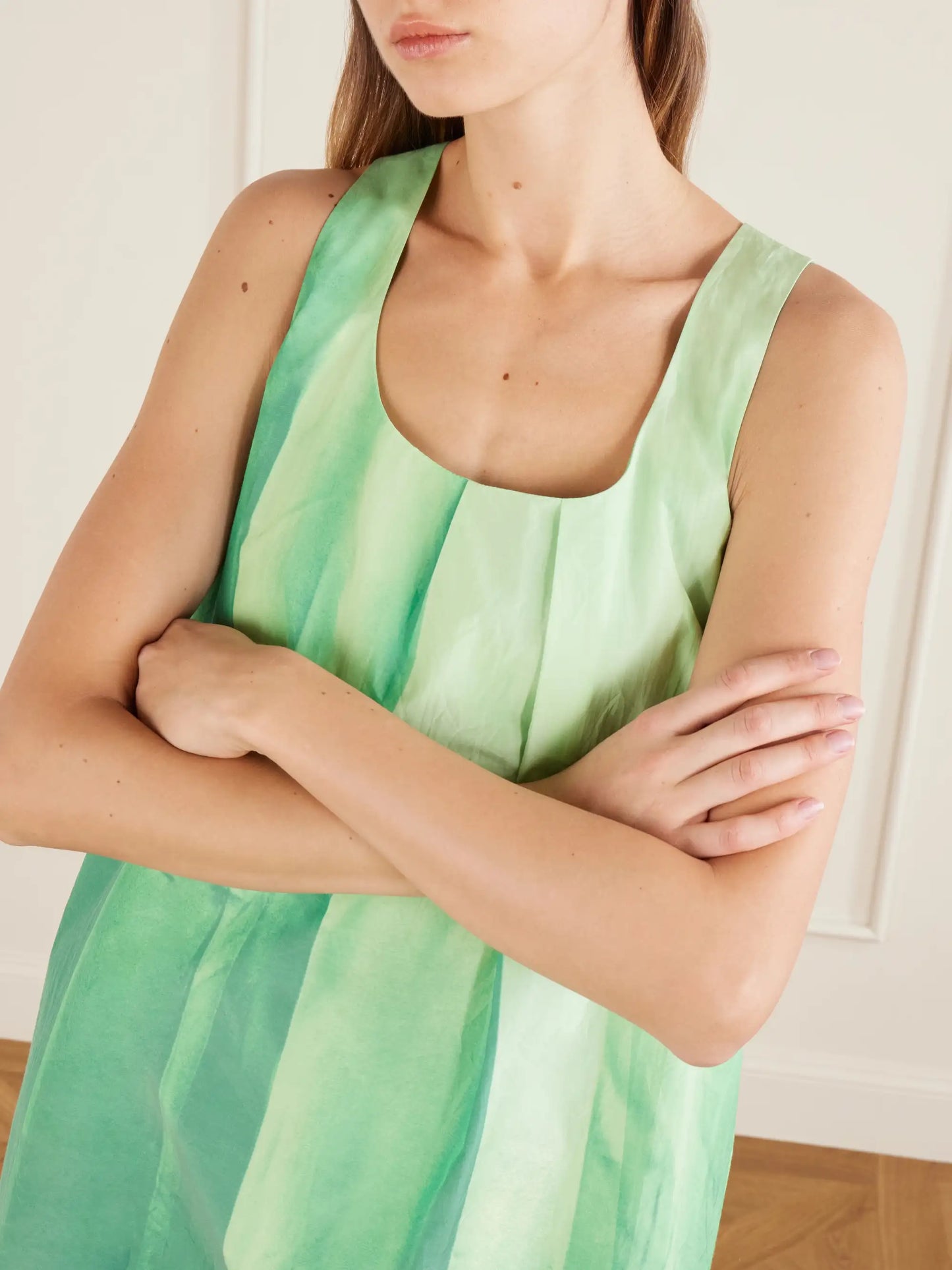 Dégradé Crinkled Cotton-blend Mini Dress