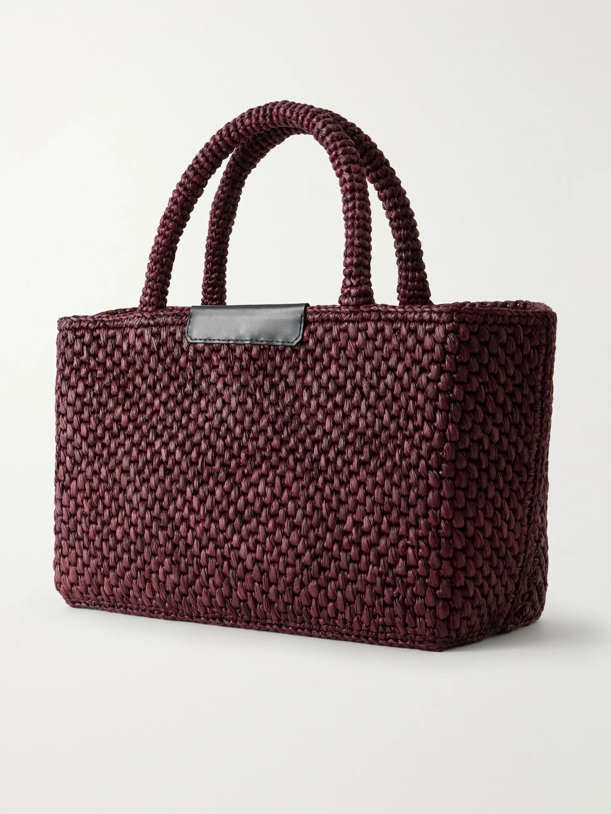 East West Chelsea Leather-trimmed Raffia Tote