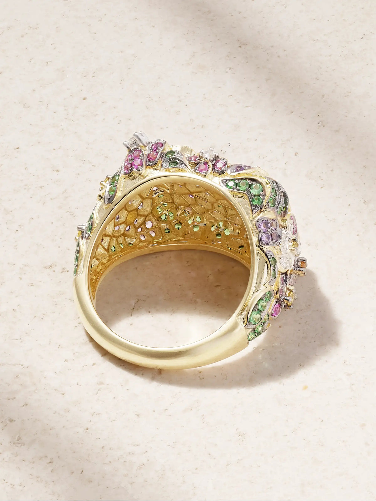 Chevalière Jolie Fleur 9-karat Gold Multi-stone Ring