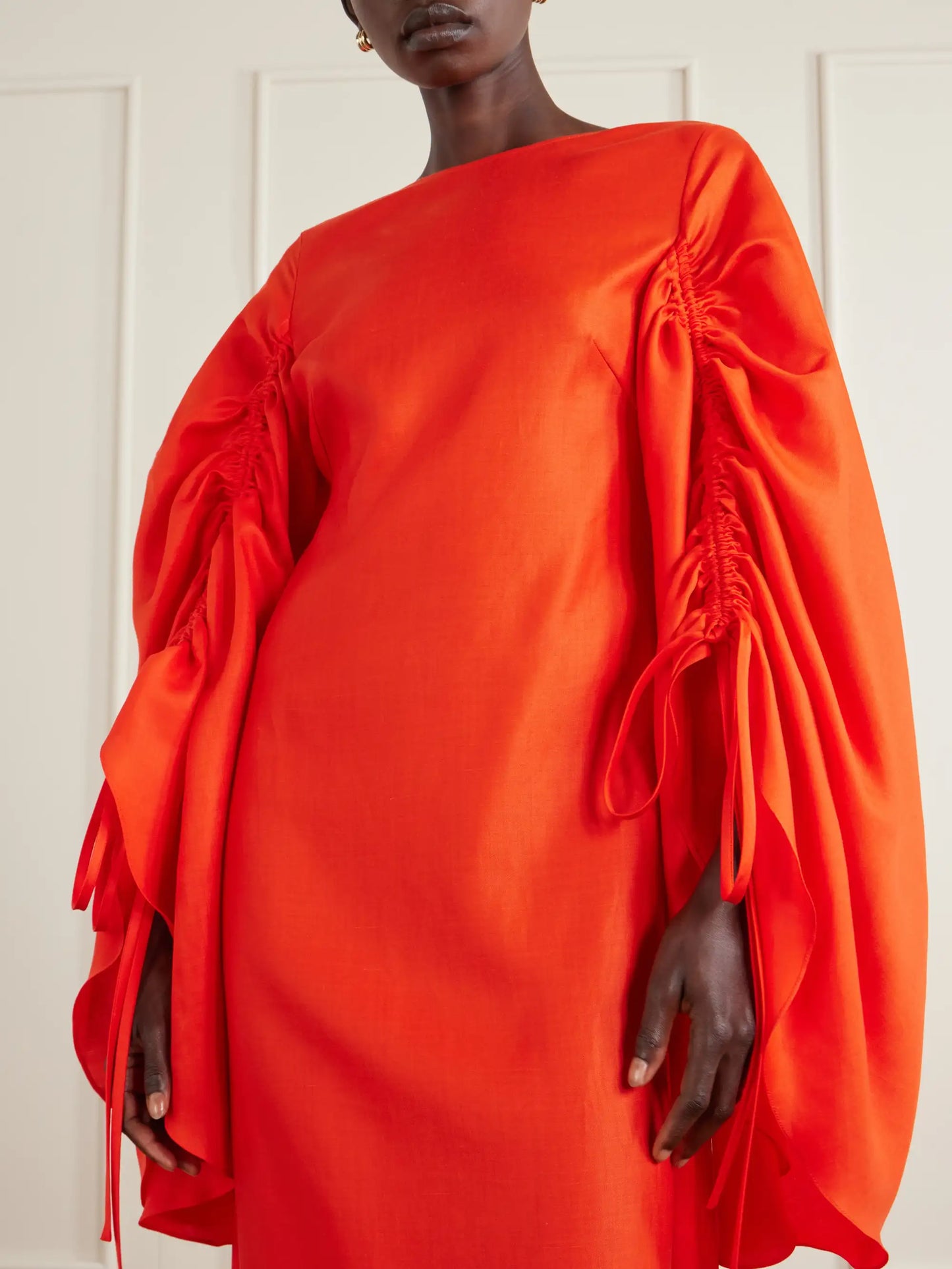Gathered Ramie Organza Gown