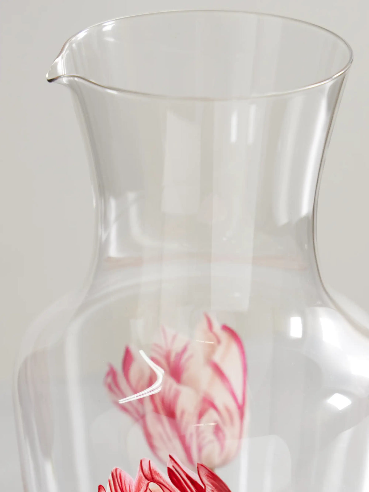 Tulipmania Painted Crystal Glass Water Pitcher