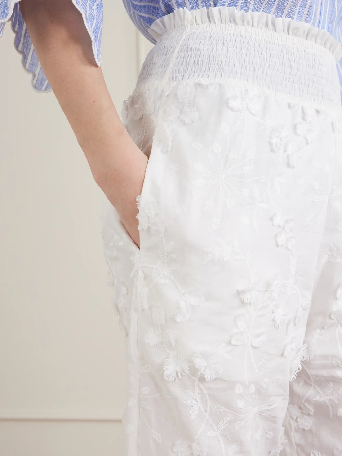 Speranza Embroidered Fil-coupé Cotton Straight-leg Pants