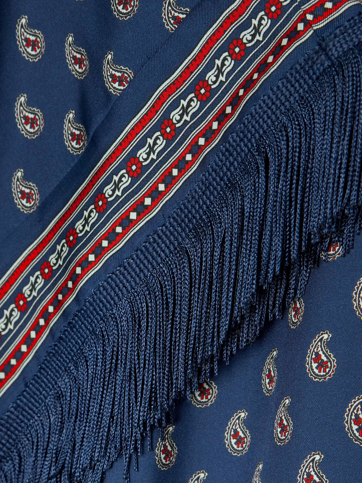 DÔEN Lavon Fringed Paisley-print Silk Straight-leg Pants