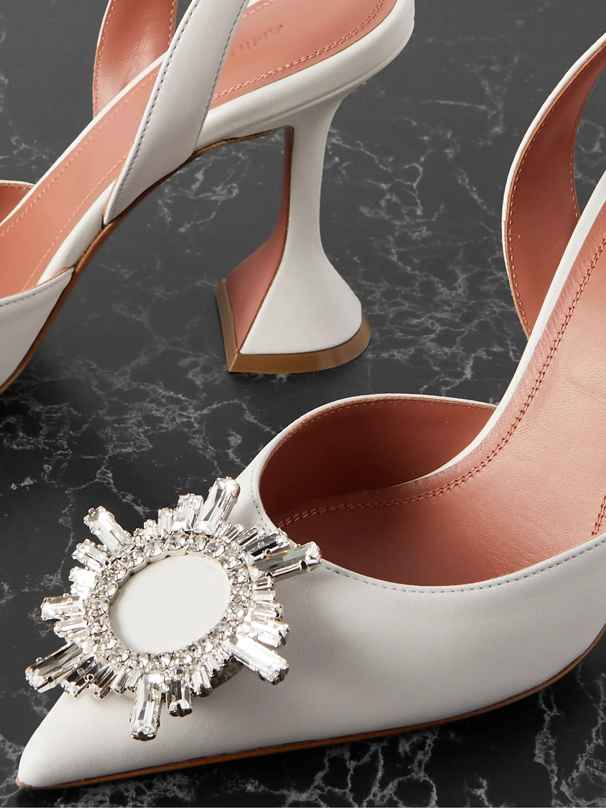 Begum Swarovski Crystal-embellished Leather Slingback Pumps