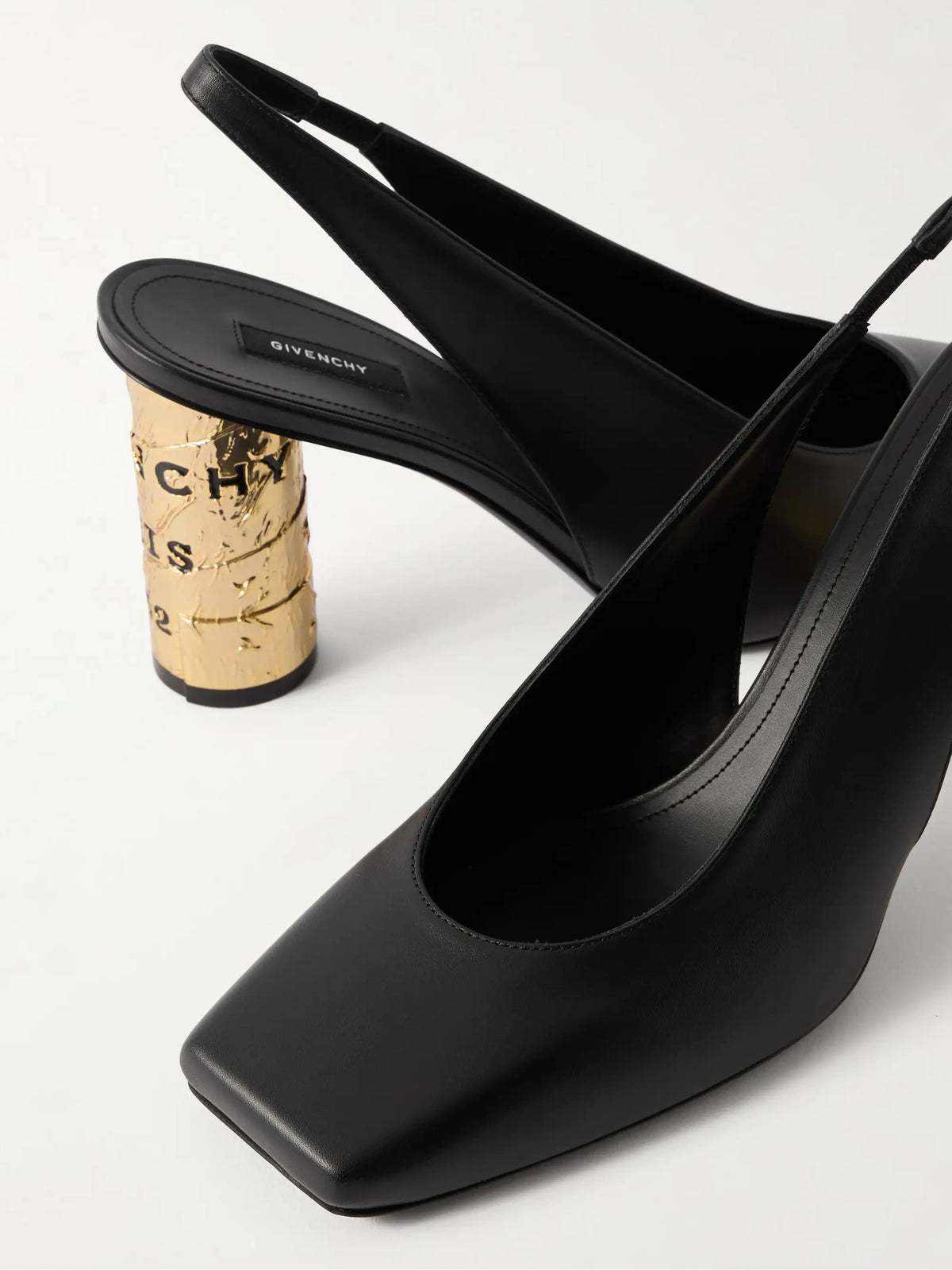 Tape Leather Slingback Pumps
