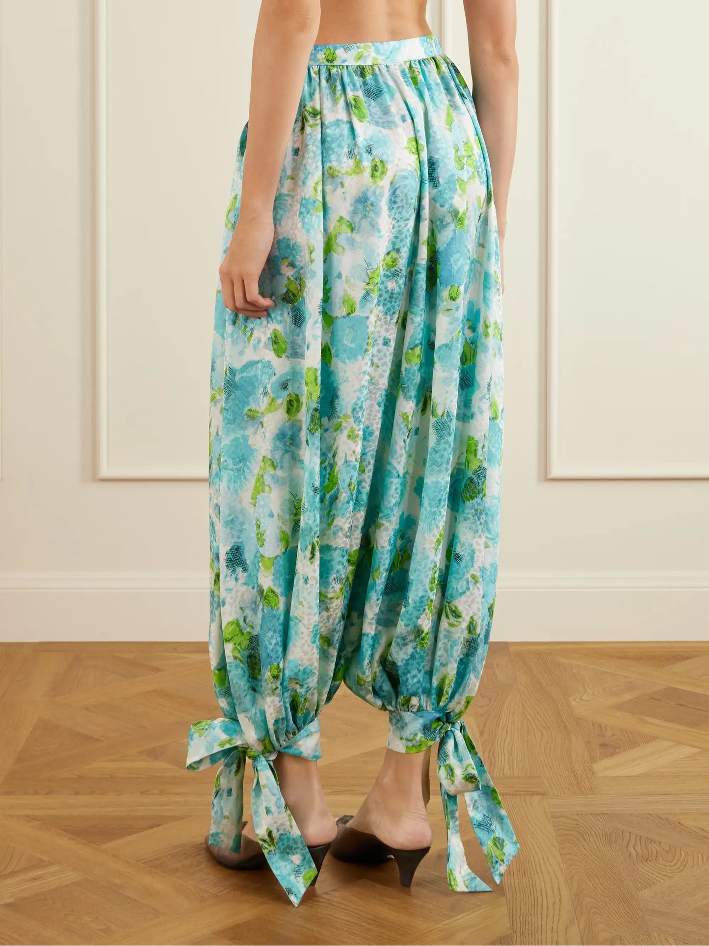 Floral-print Silk-jacquard Balloon Pants