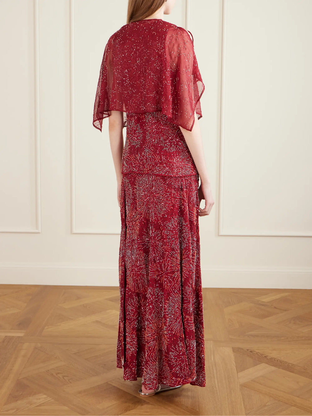 Bead-embellished Crepe And Chiffon Blouse